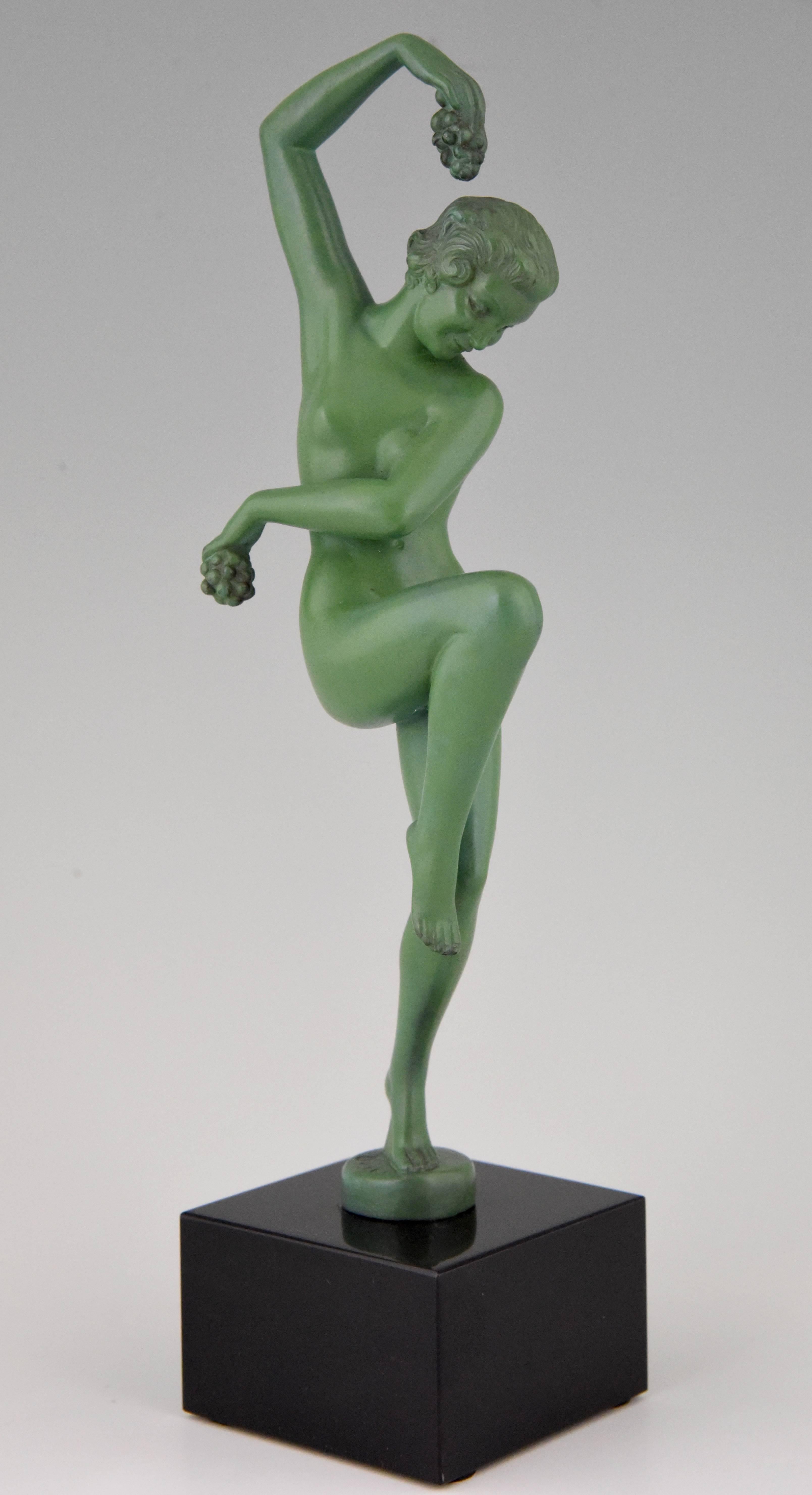 French Art Deco Sculpture of a Nude Dancer with Grapes Denis, France, 1930