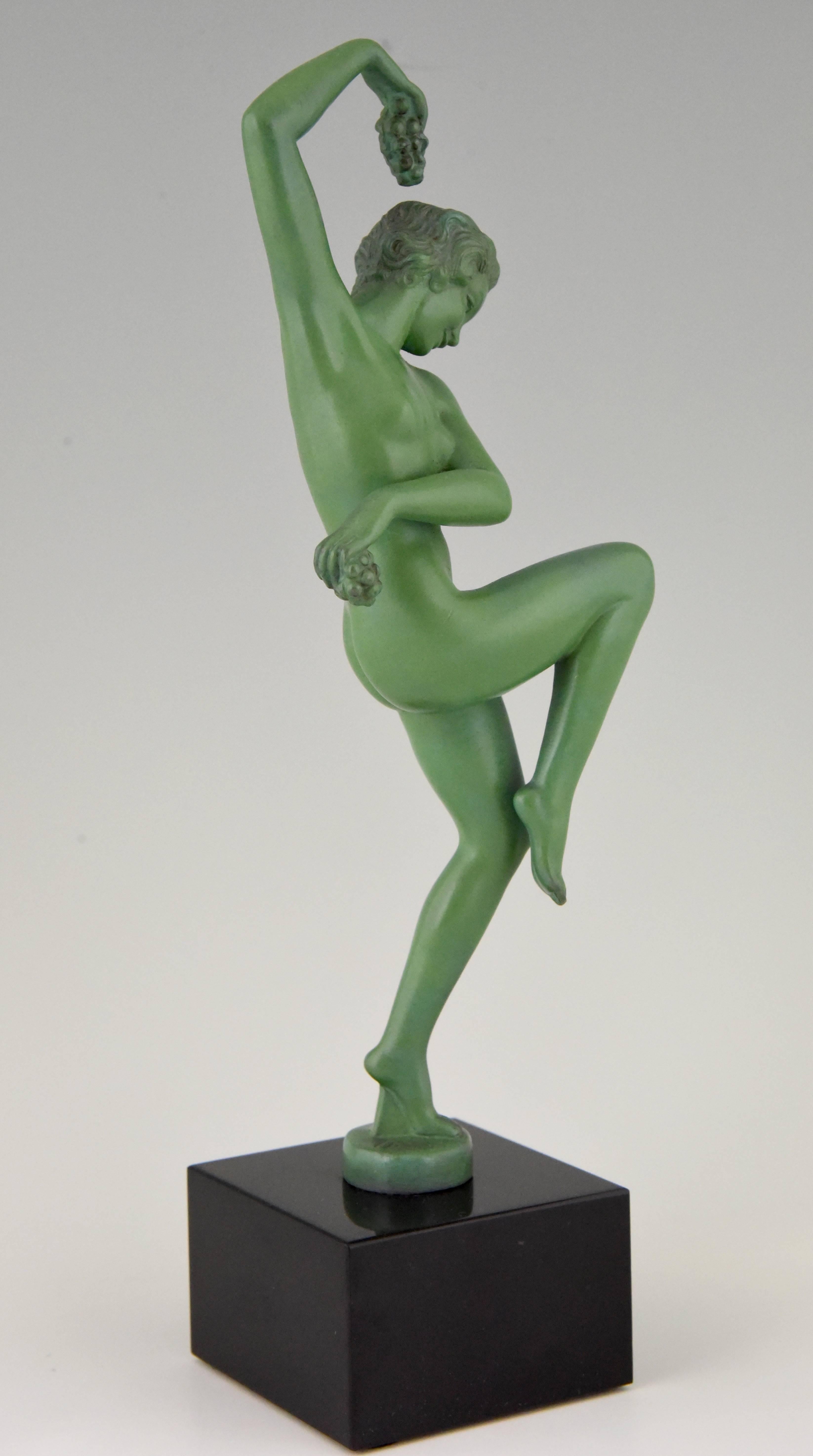 Art Deco Sculpture of a Nude Dancer with Grapes Denis, France, 1930 1