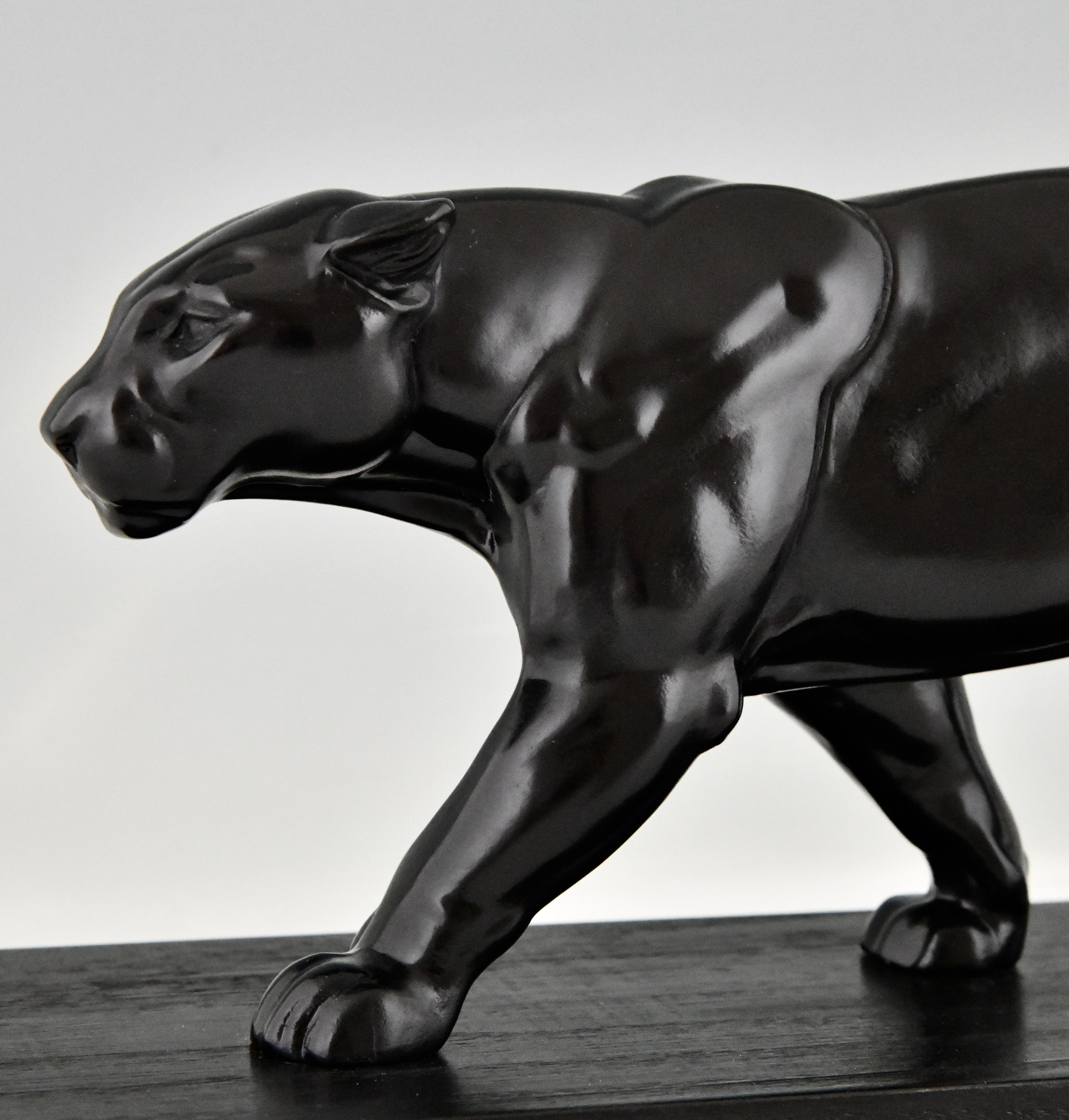 Art Deco Sculpture of a Panther by Alexandre Ouline, France 1930 3