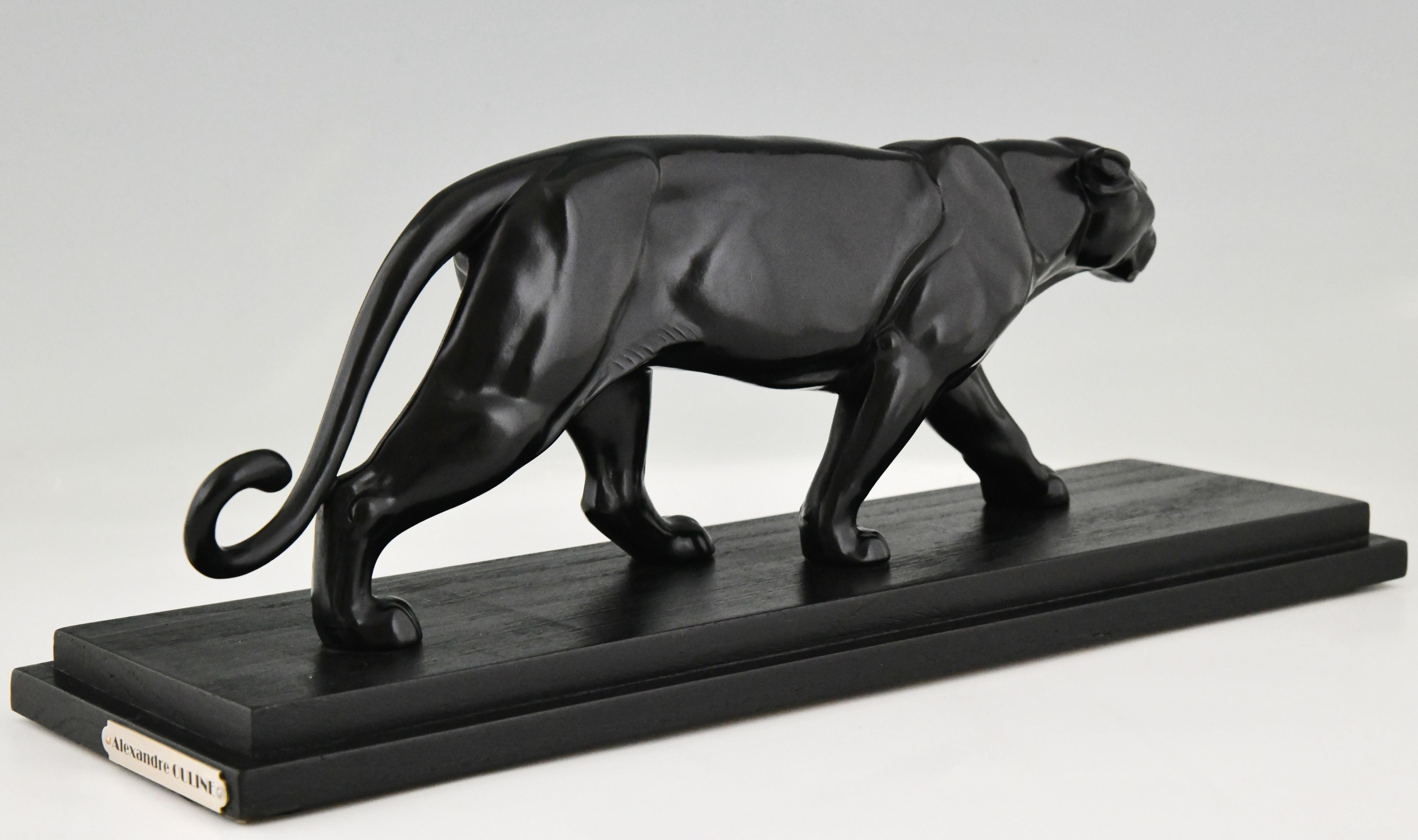 Metal Art Deco Sculpture of a Panther by Alexandre Ouline, France 1930
