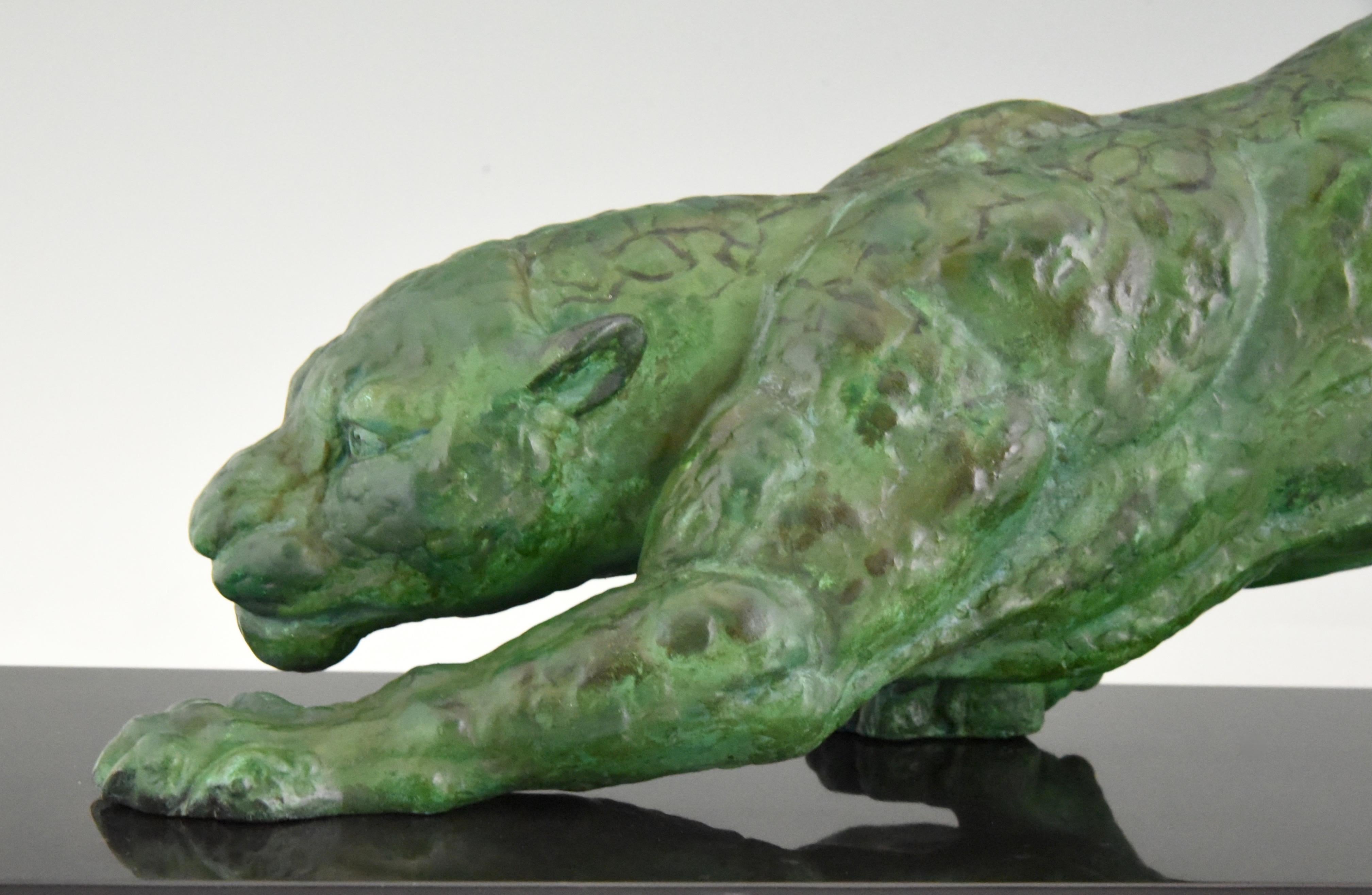 Art Deco Sculpture of Panther by Demetre Chiparus on Marble Base France 1930 3