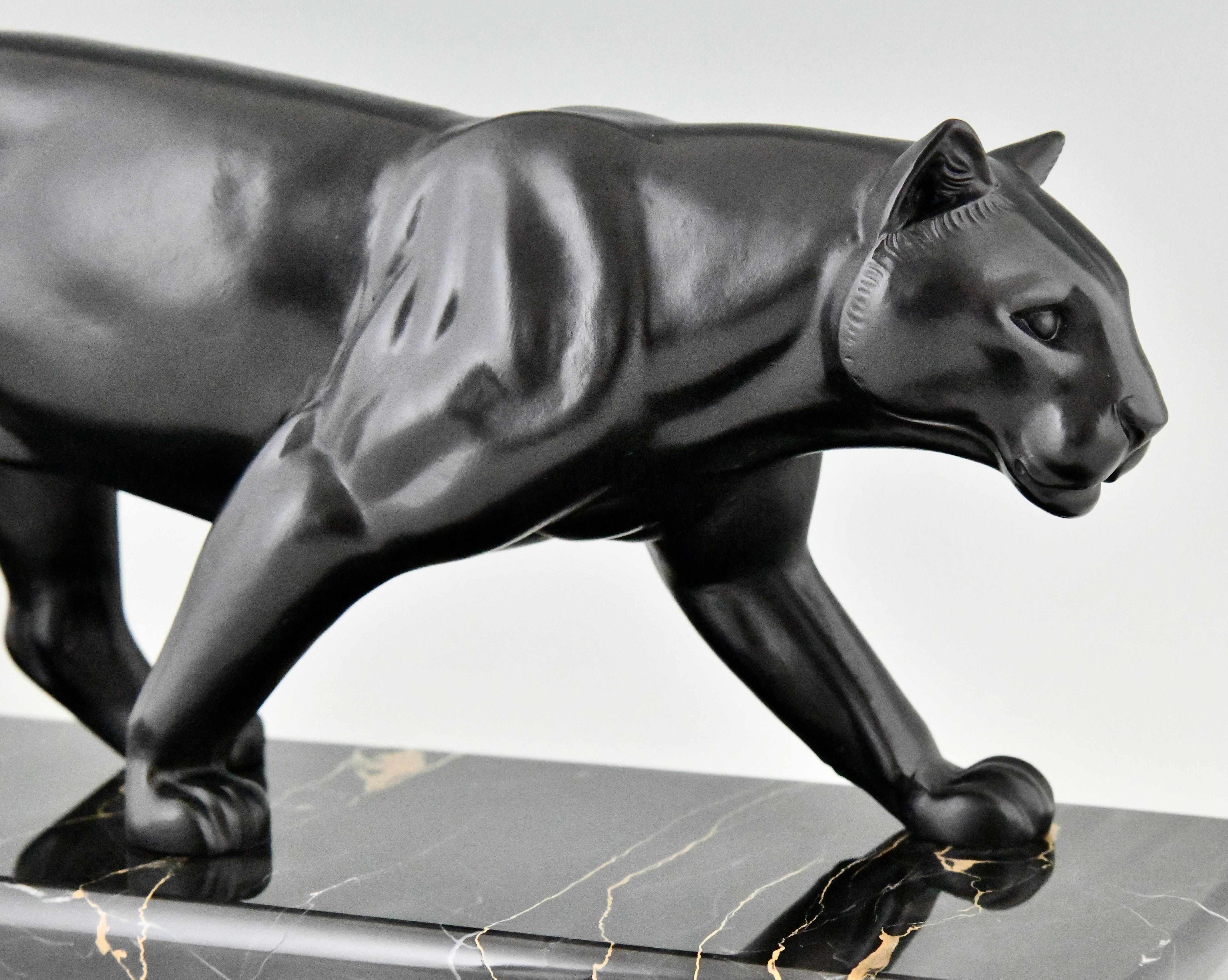 Art déco-Skulptur eines Panthers im Art déco-Stil von M. Leducq, Frankreich 1930 im Angebot 4