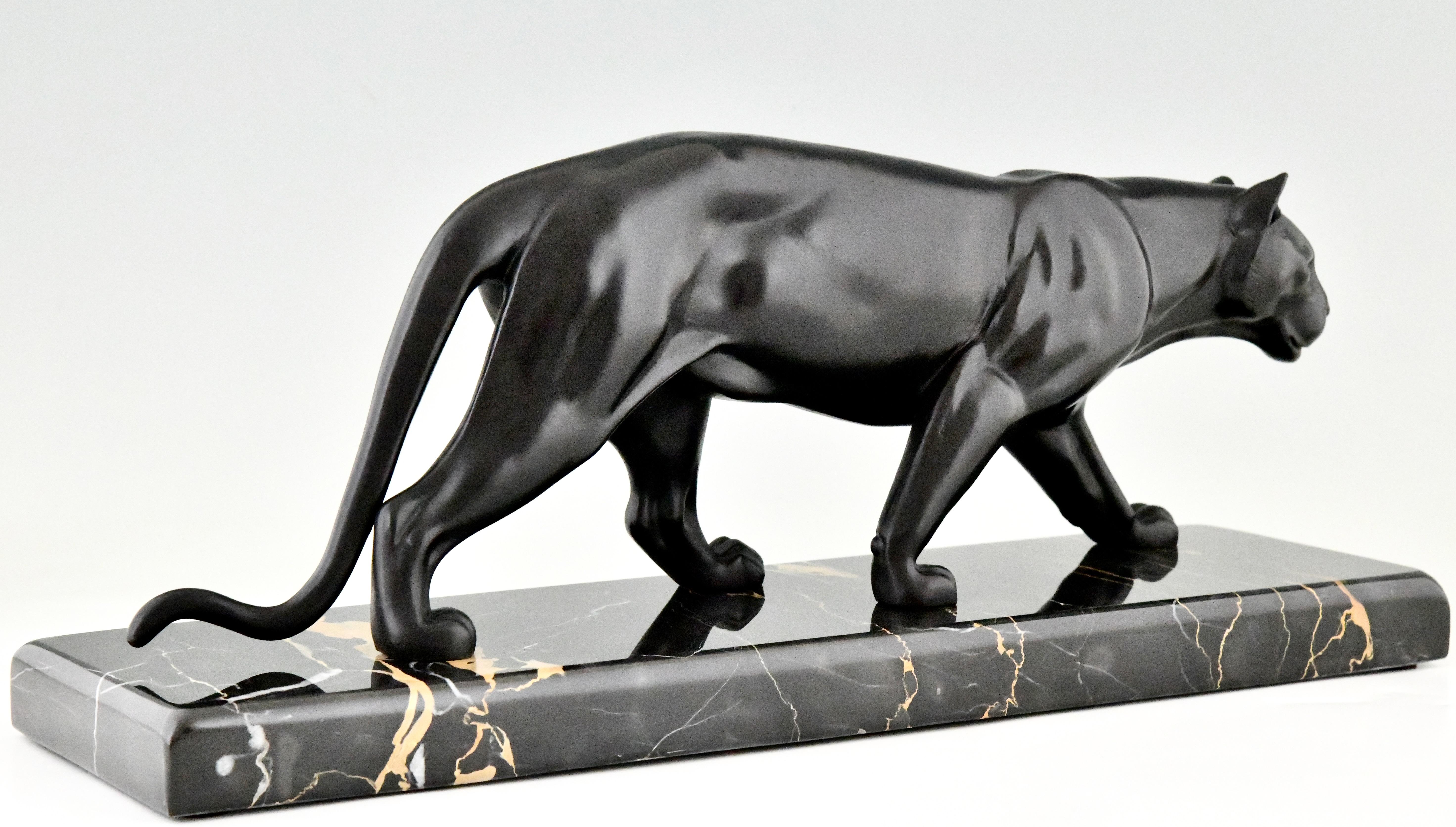 Art déco-Skulptur eines Panthers im Art déco-Stil von M. Leducq, Frankreich 1930 im Angebot 3