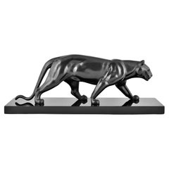 Art Deco sculpture of a panther by M. Leducq, France 1930