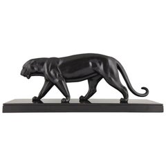 Art Deco Sculpture of a Panther Irenee Rochard, France, 1930