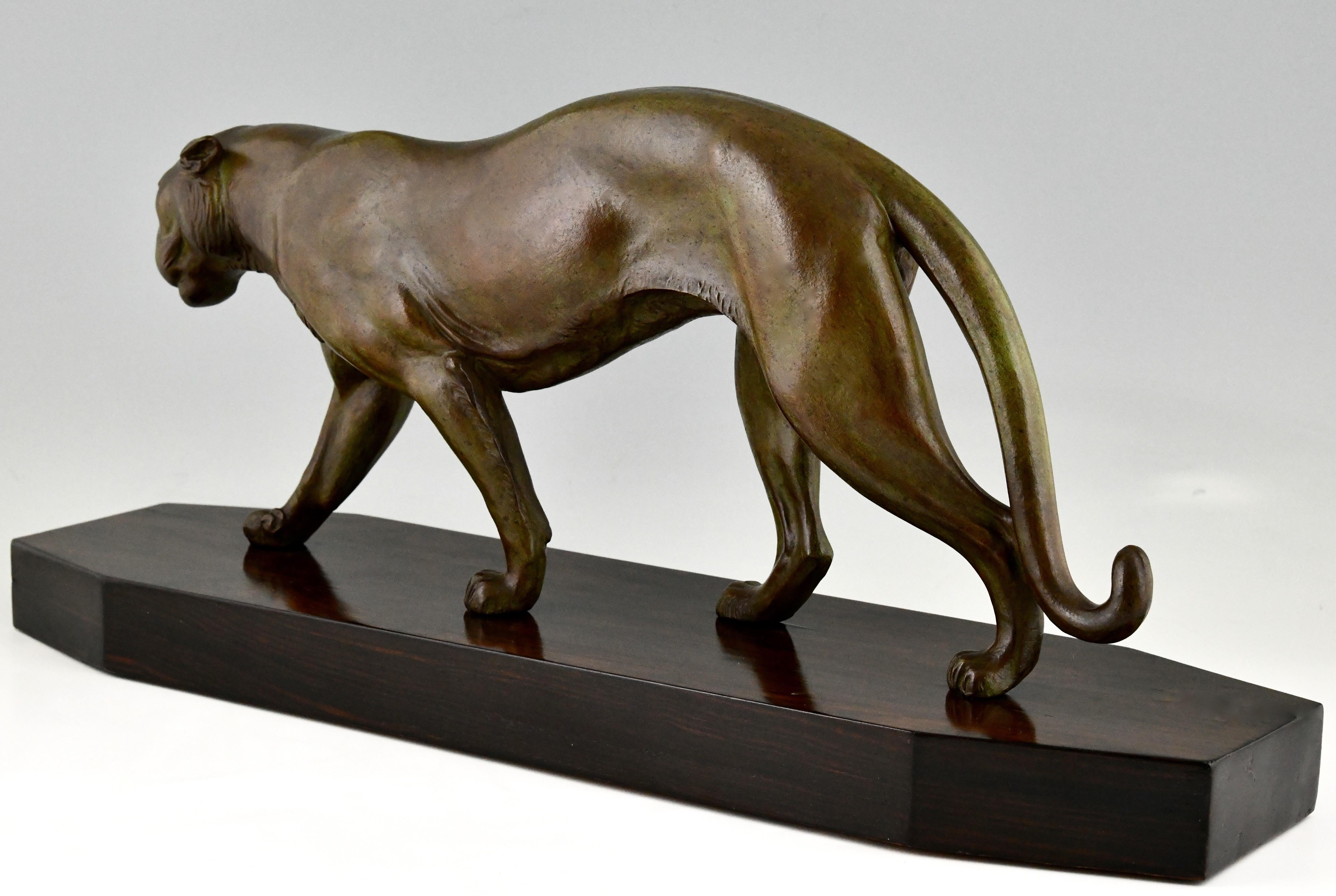 Metal Art Deco Sculpture of a Panther Robert Bousquet, France, 1930