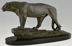 Art Deco Sculpture of a Panther Signed Cham Pseudonym of Rulas France 1930