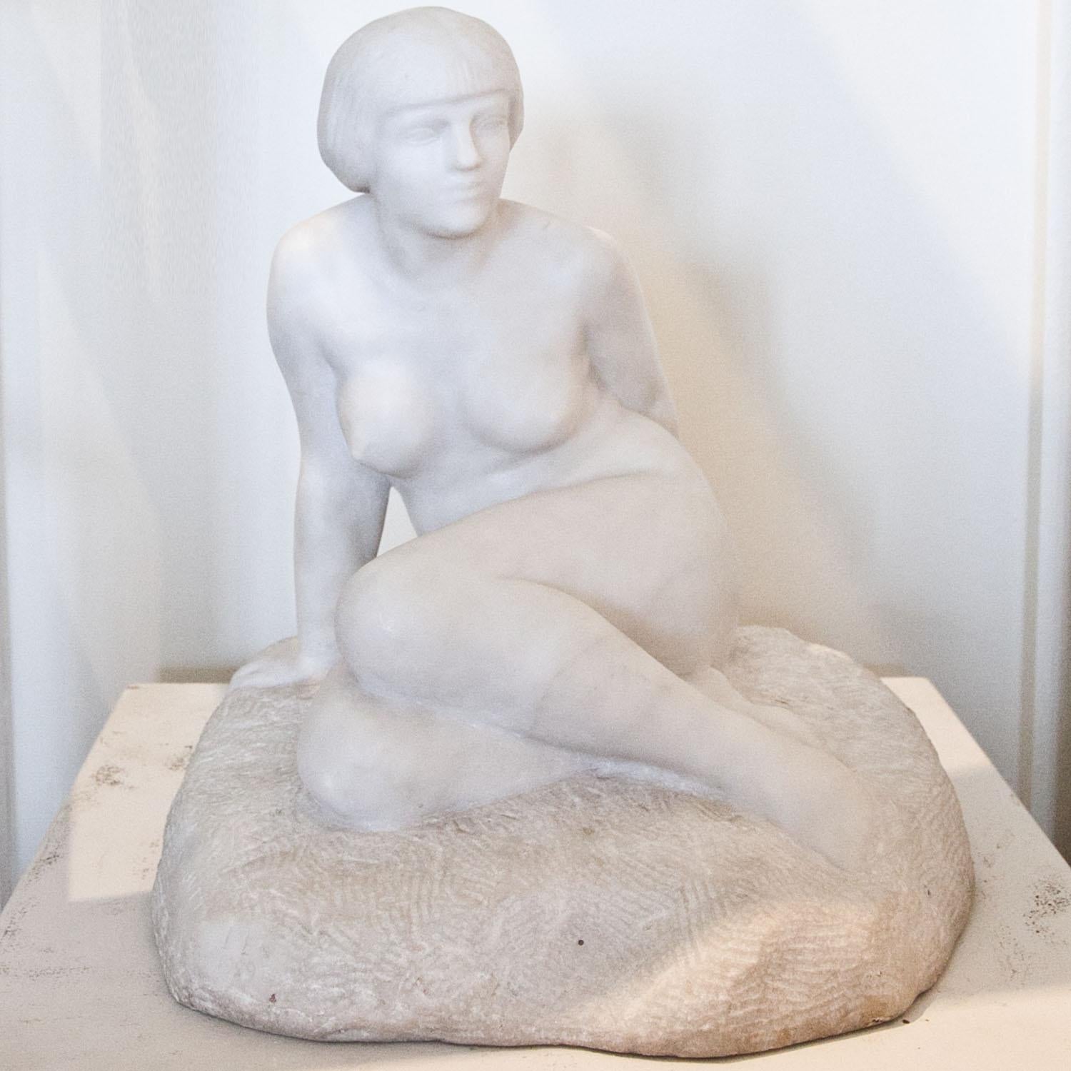 Art Deco Sculpture of a Sitting Female, Sig Chauvet, France, 1920s In Excellent Condition In Greding, DE