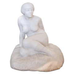 Art Deco Sculpture of a Sitting Female, Sig Chauvet, France, 1920s