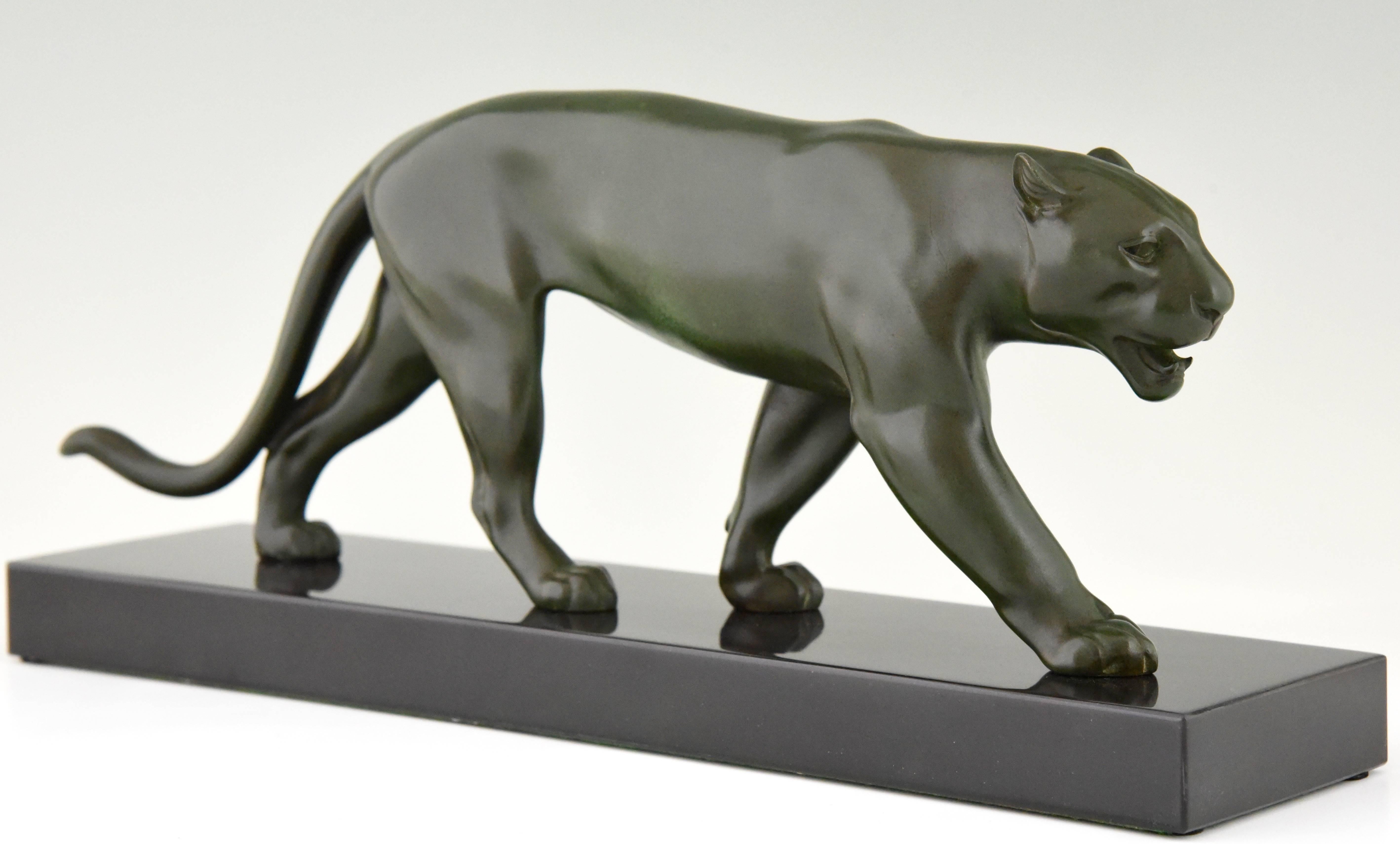 20th Century Art Deco Sculpture of a Walking Panther Max Le Verrier, France, 1930