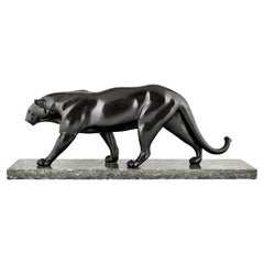 Art Deco Sculpture of a Walking Panther Signed by Rulas, France, 1930