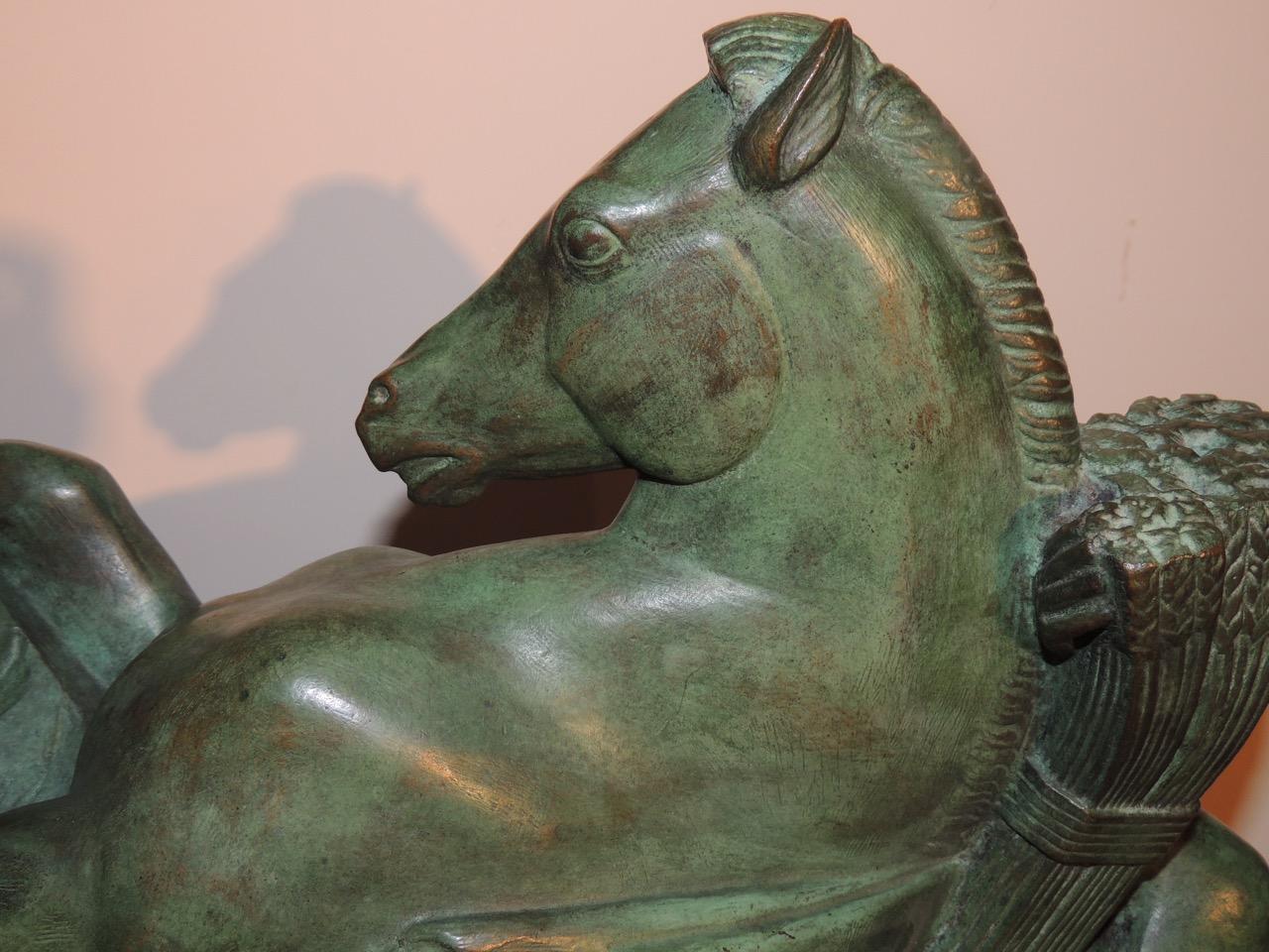 Art Deco Sculpture of a Woman on a Horse by Alphonse Darville Bronze 1