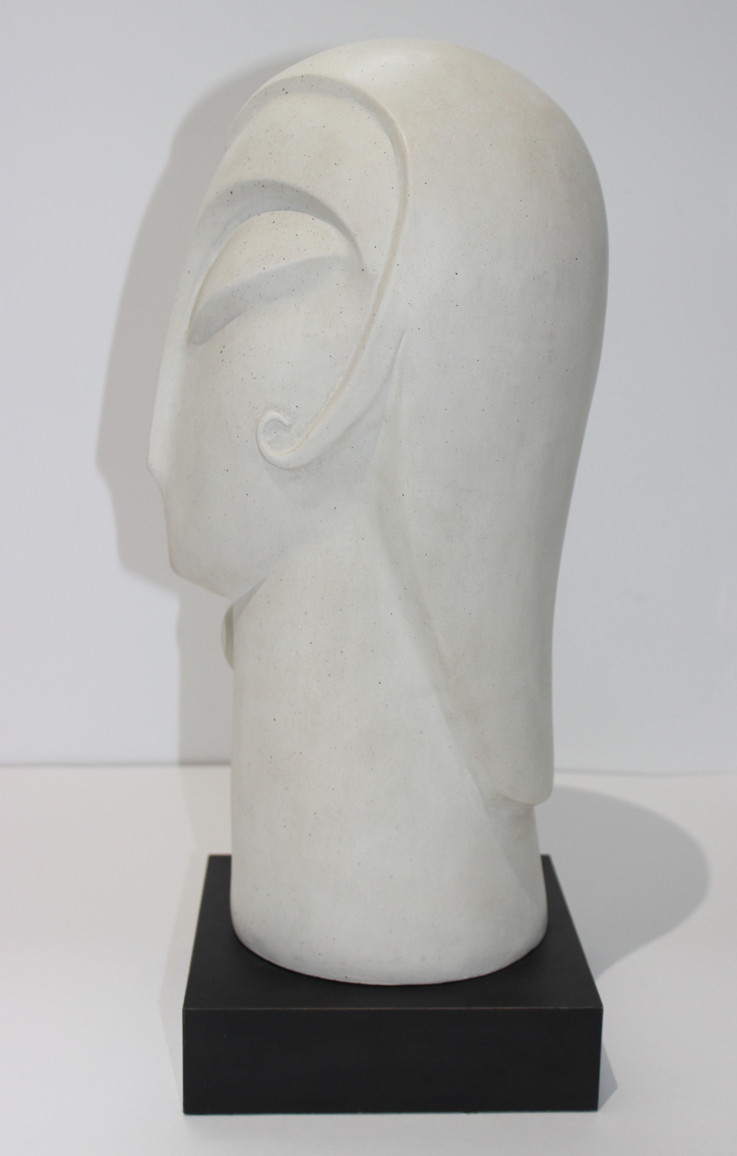 Cast Art Deco Sculpture of a Womans Head by Austin Productions