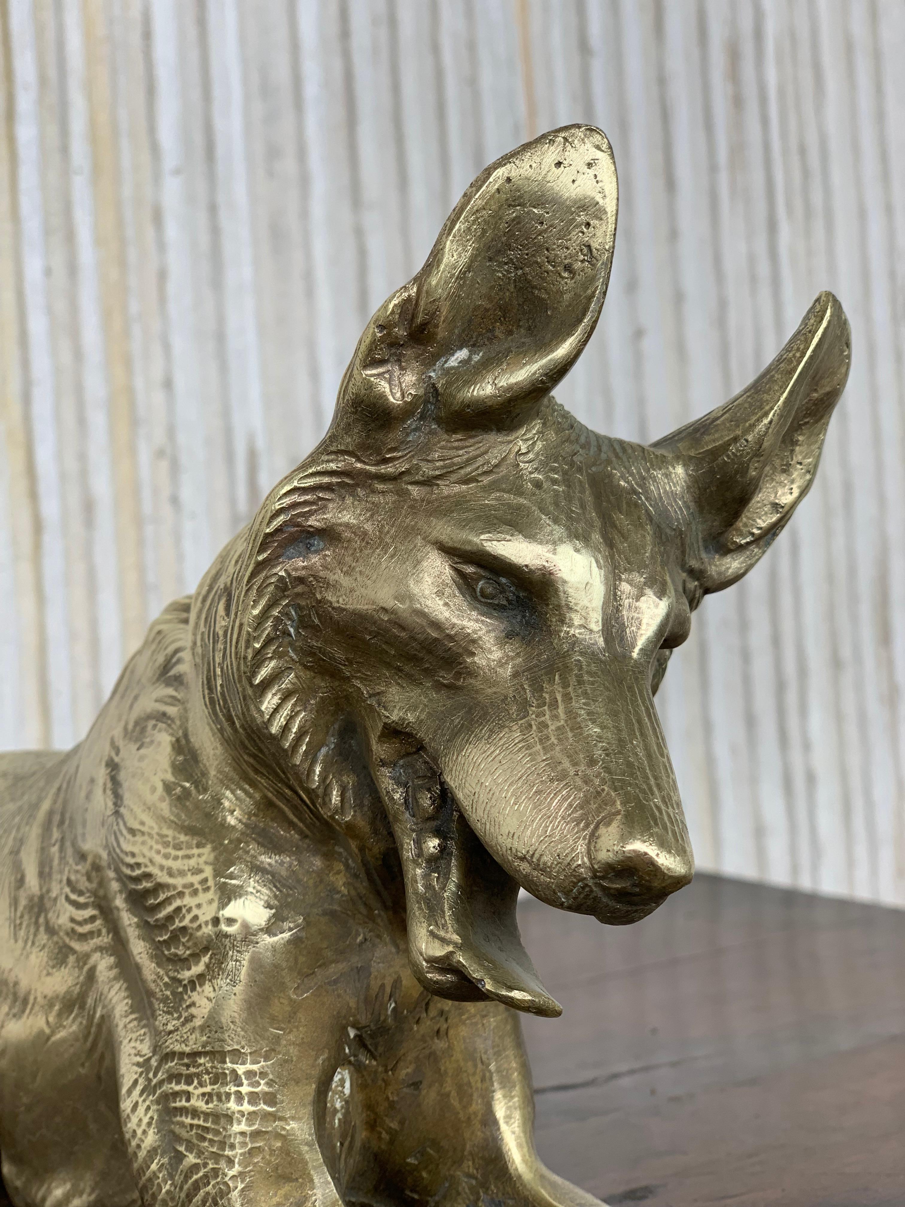 Art Deco Sculpture of Bronze German Shepherd Dog 6