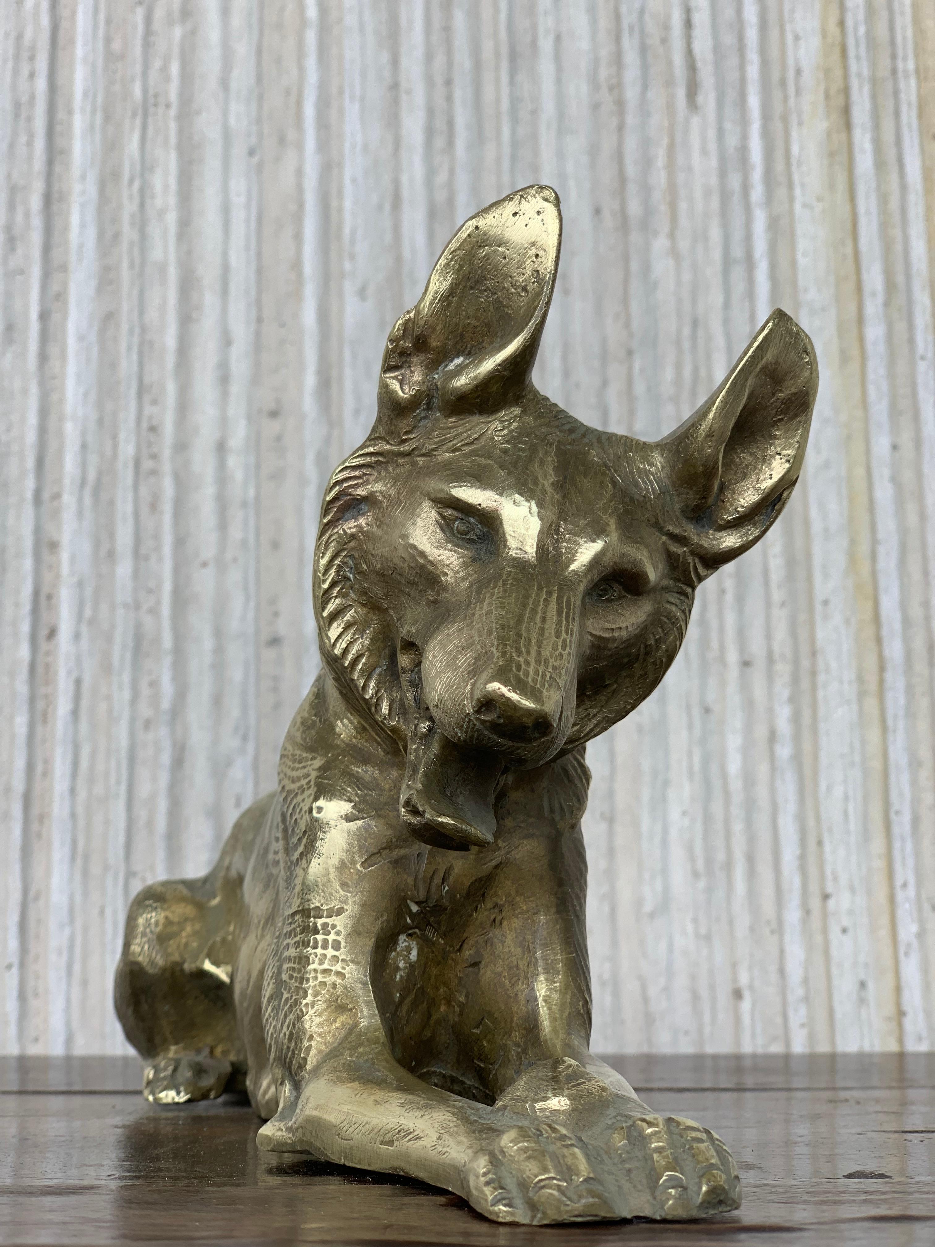 Art Deco Sculpture of Bronze German Shepherd Dog 7