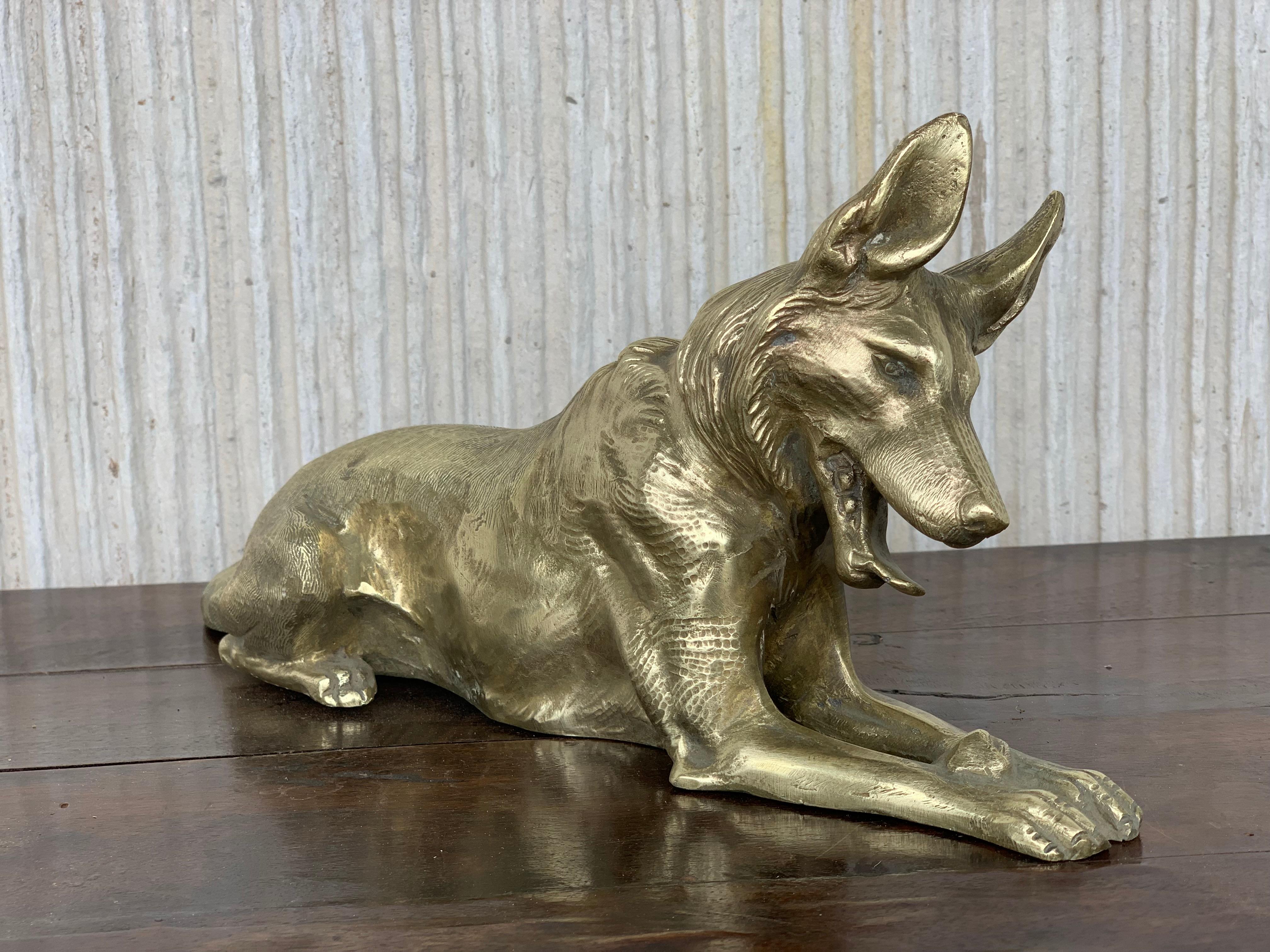 20th Century Art Deco Sculpture of Bronze German Shepherd Dog