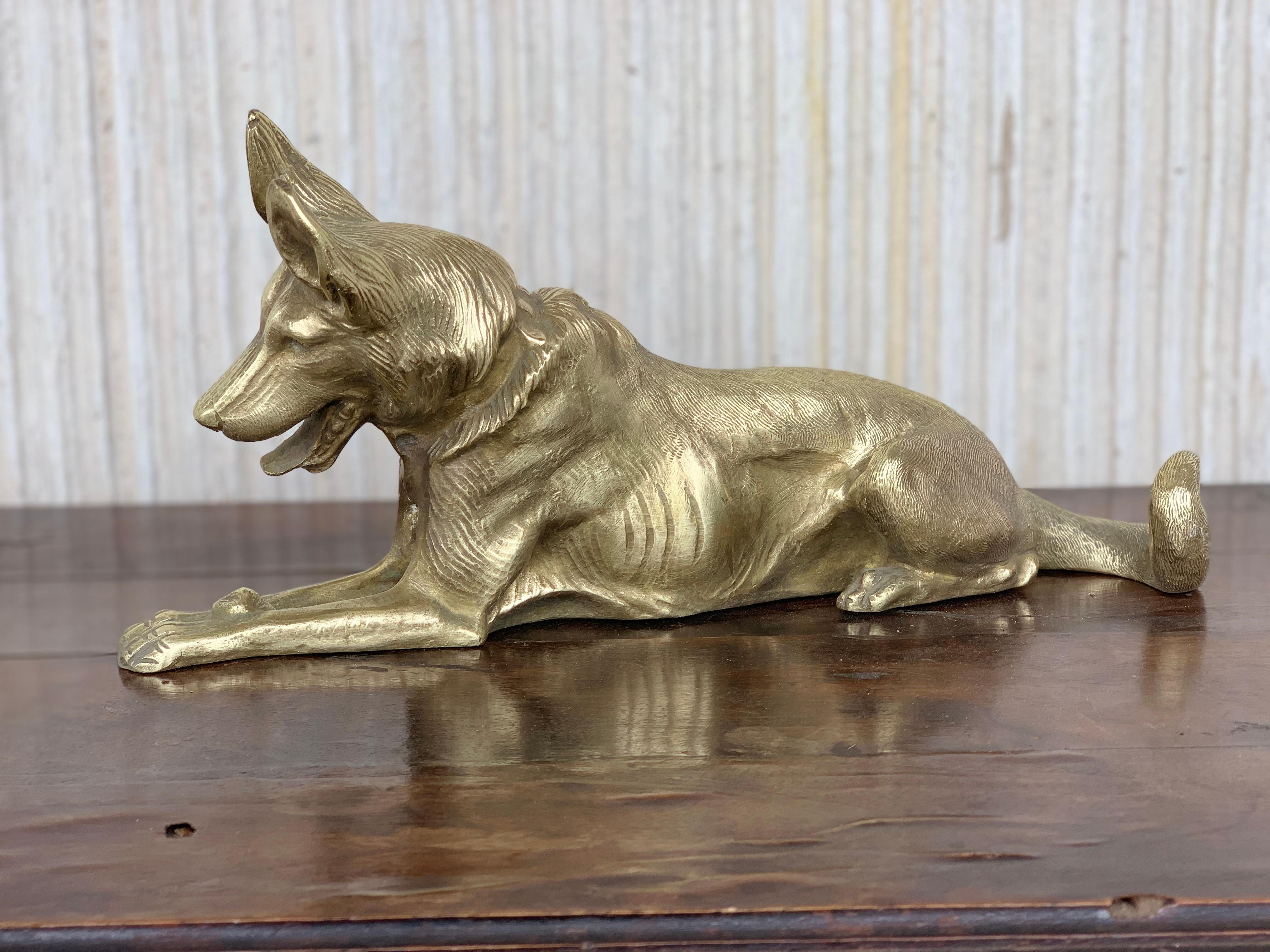 Art Deco Sculpture of Bronze German Shepherd Dog 1