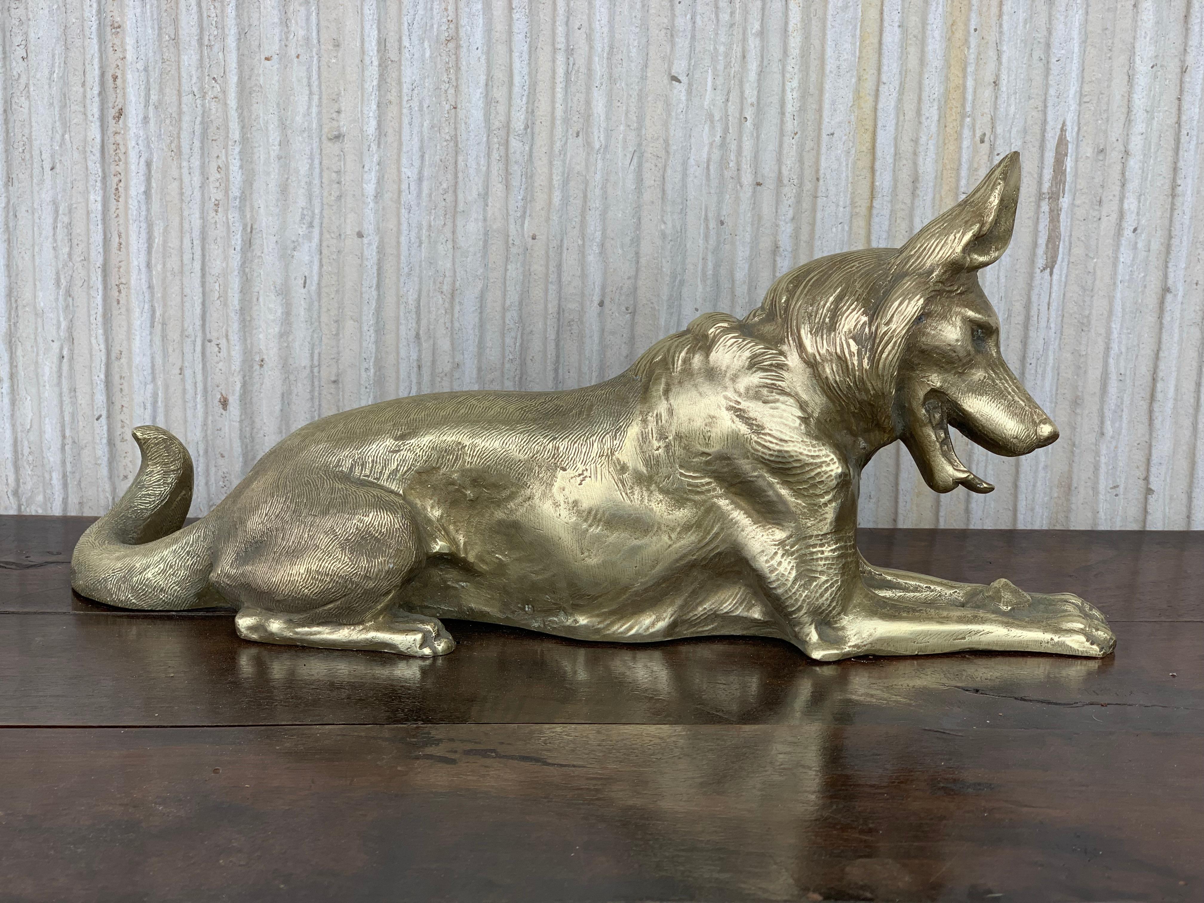 Art Deco Sculpture of Bronze German Shepherd Dog 2