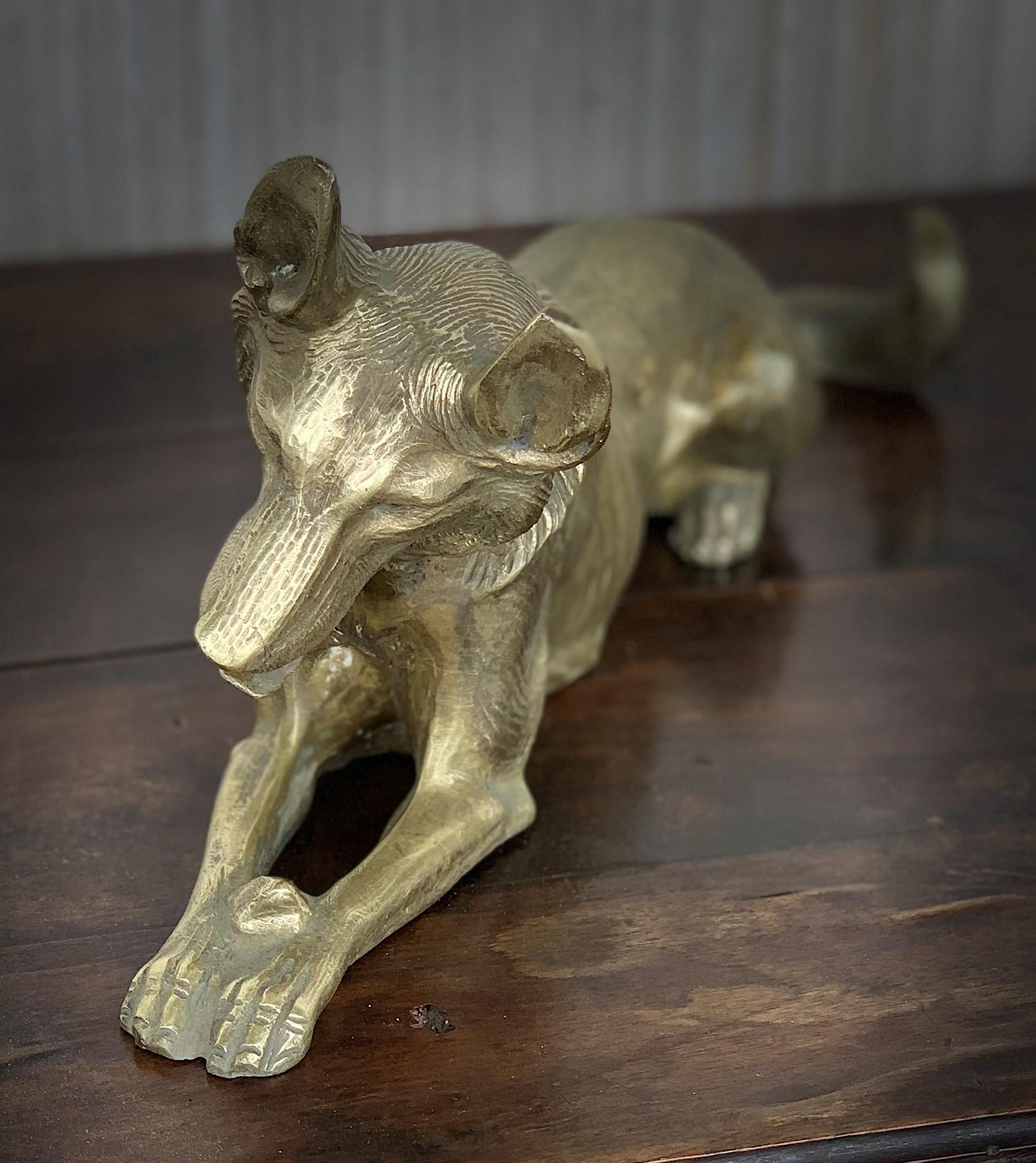Art Deco Sculpture of Bronze German Shepherd Dog 4
