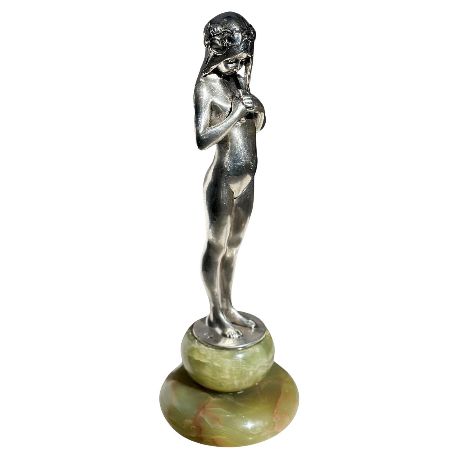 Art Deco Sculpture of Girl & Frog by Eugene Wagner