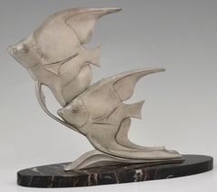 Art Deco Sculpture of Two Angelfish M. Font, France, 1930