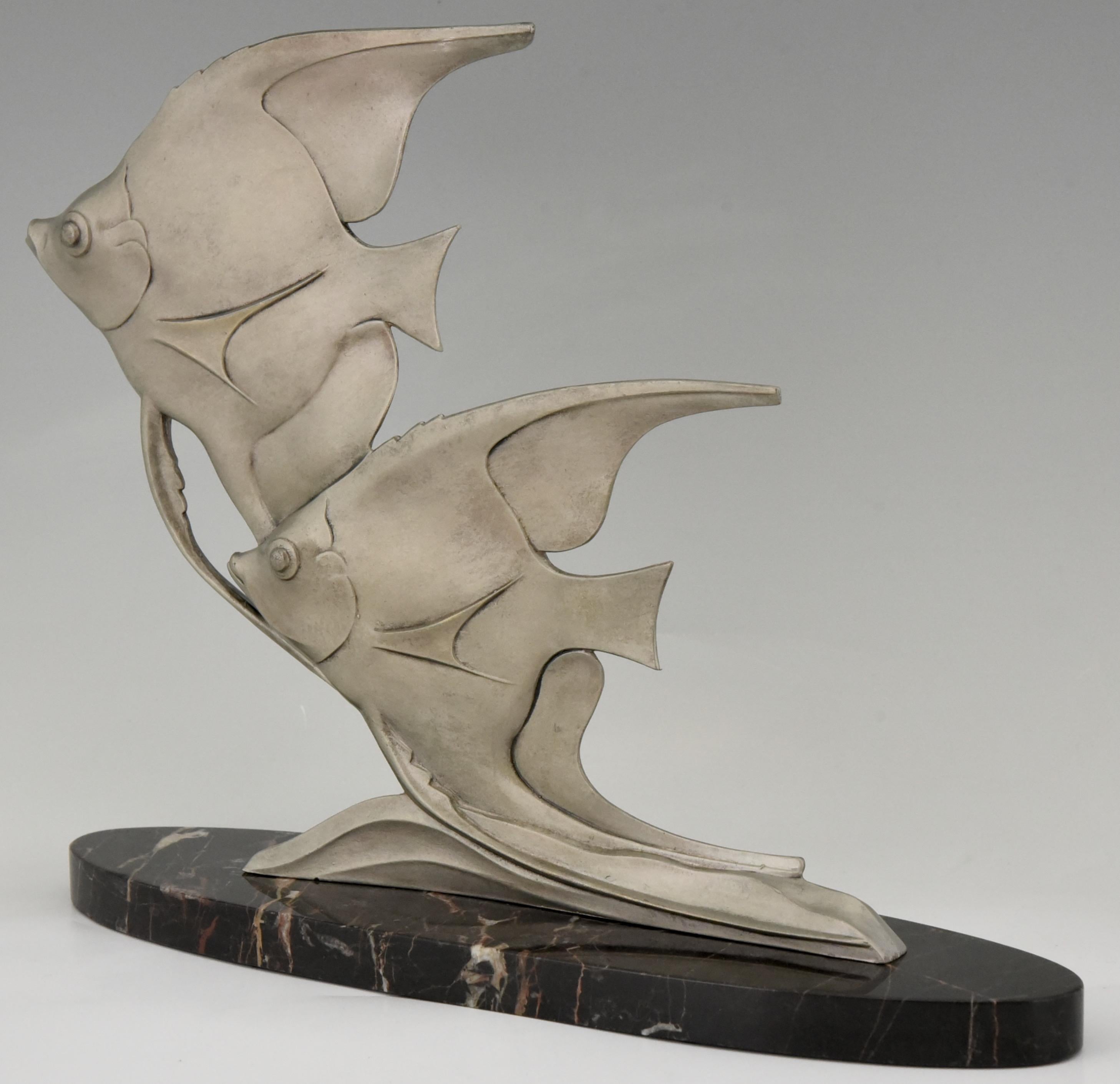 Art Deco Sculpture of Two Angelfish M. Font, France, 1930 2
