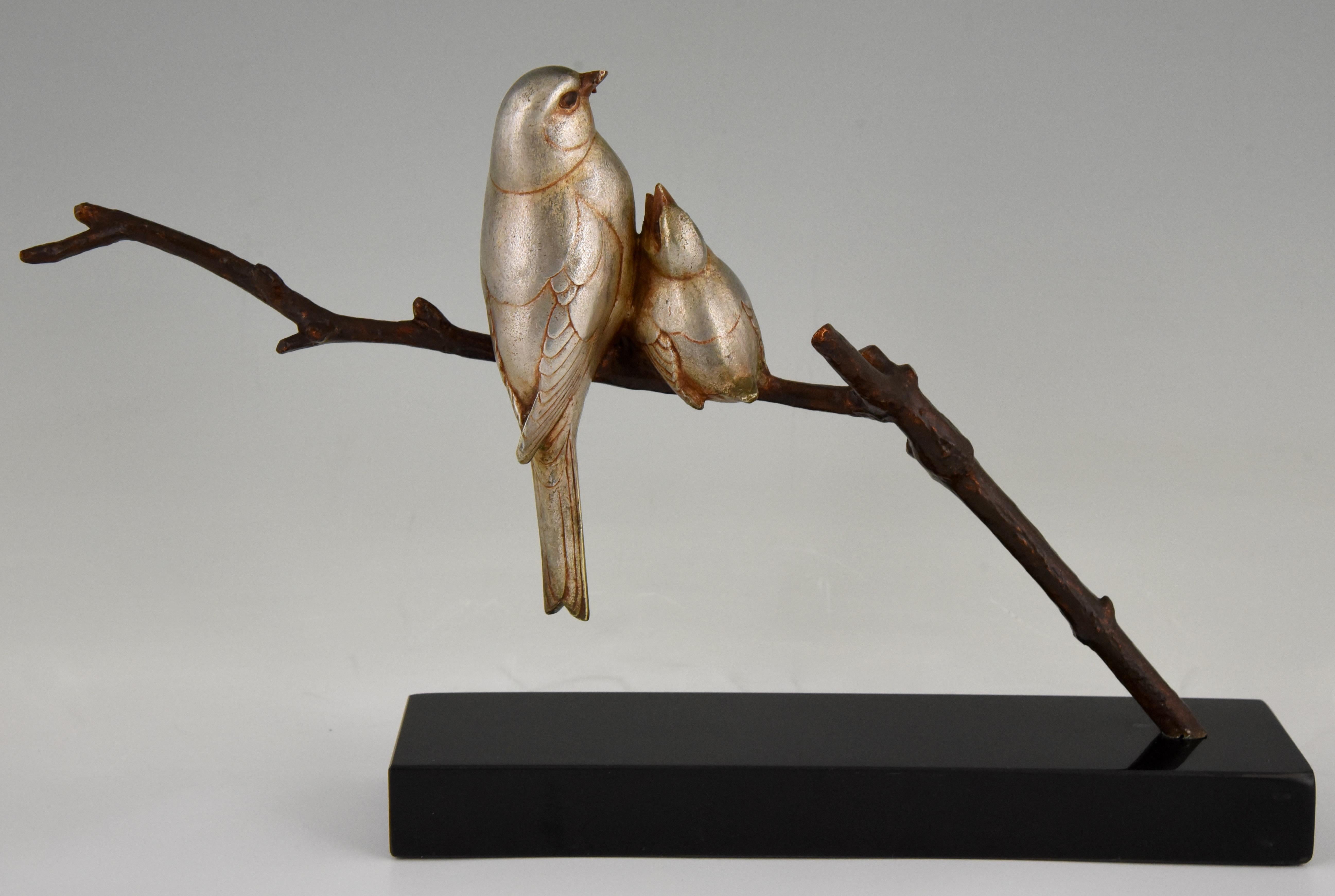 20th Century Art Deco Sculpture of Two Birds André Vincent Becquerel France 1930