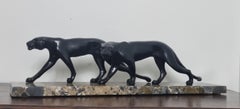 Art Deco Sculpture of Two Panthers by M. Font