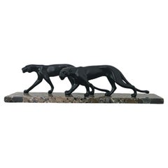 Art Deco Sculpture of Two Panthers by M. Font