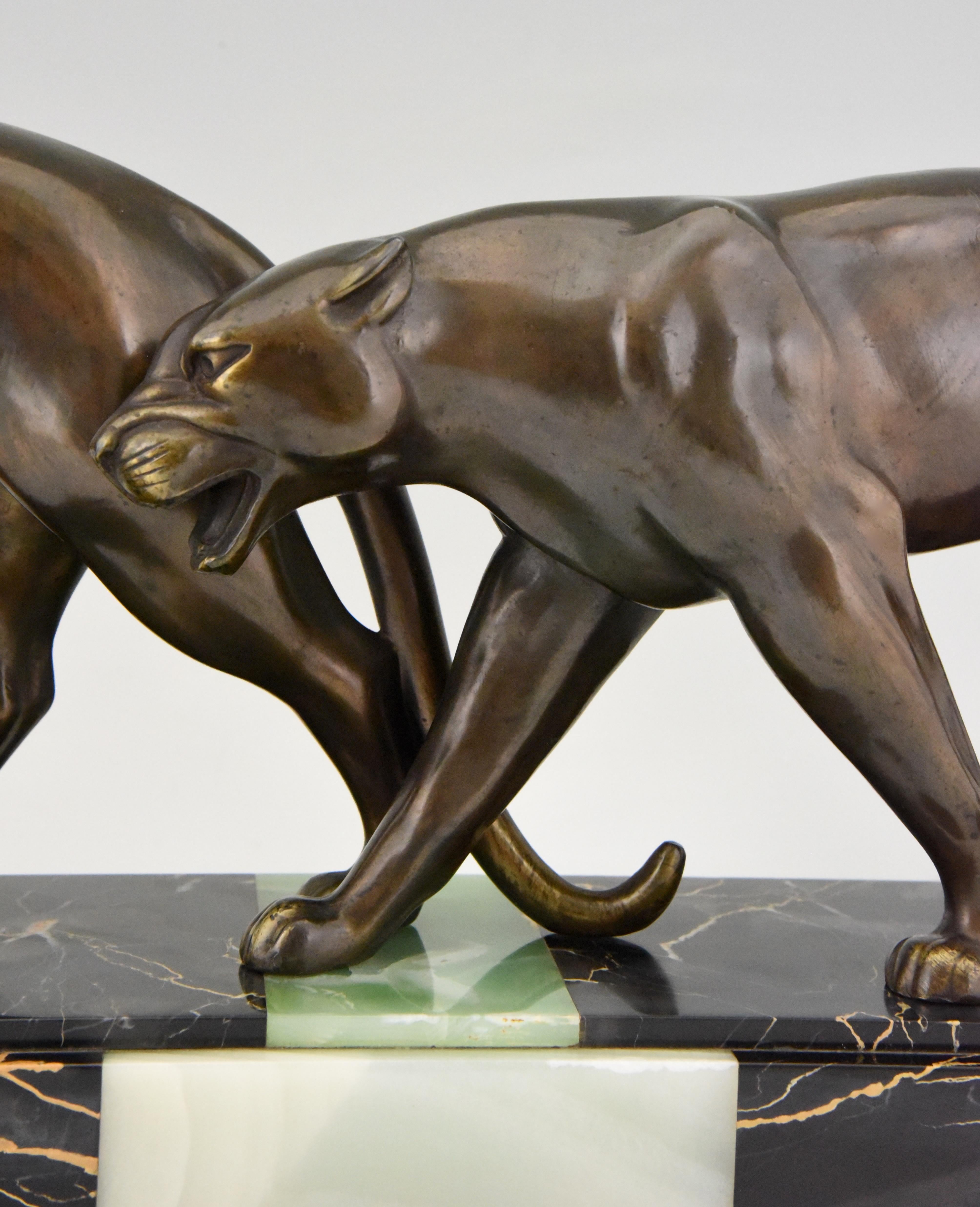 Art Deco Sculpture of Two Panthers Louis Albert Carvin, France, 1930 2