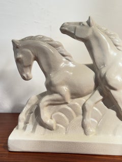 Art Deco Sculpture of Two Running Horses, by Diaz, France, 1920