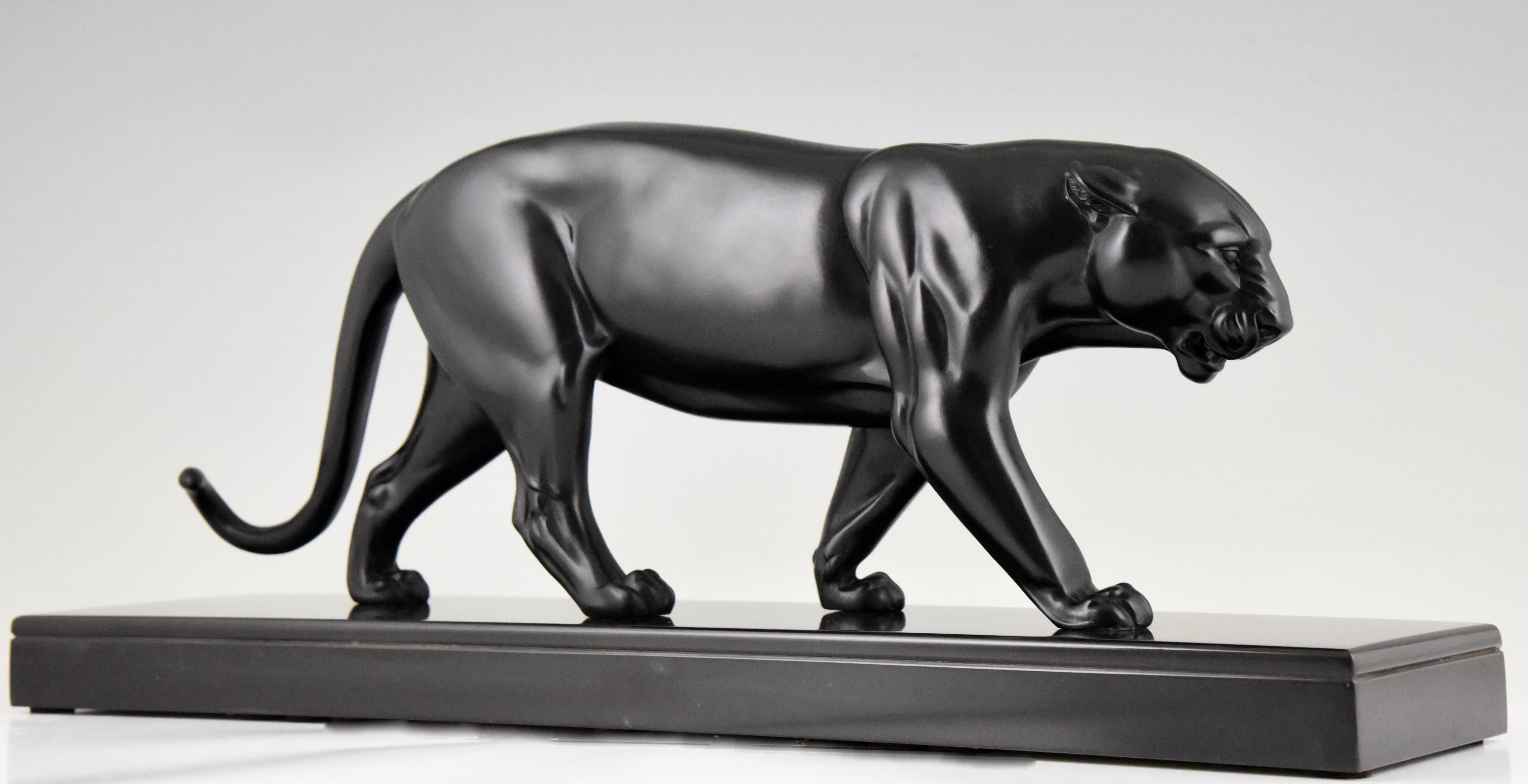 Sculpture Art déco Panthère Irénée Rochard, France, 1930 Bon état à Antwerp, BE