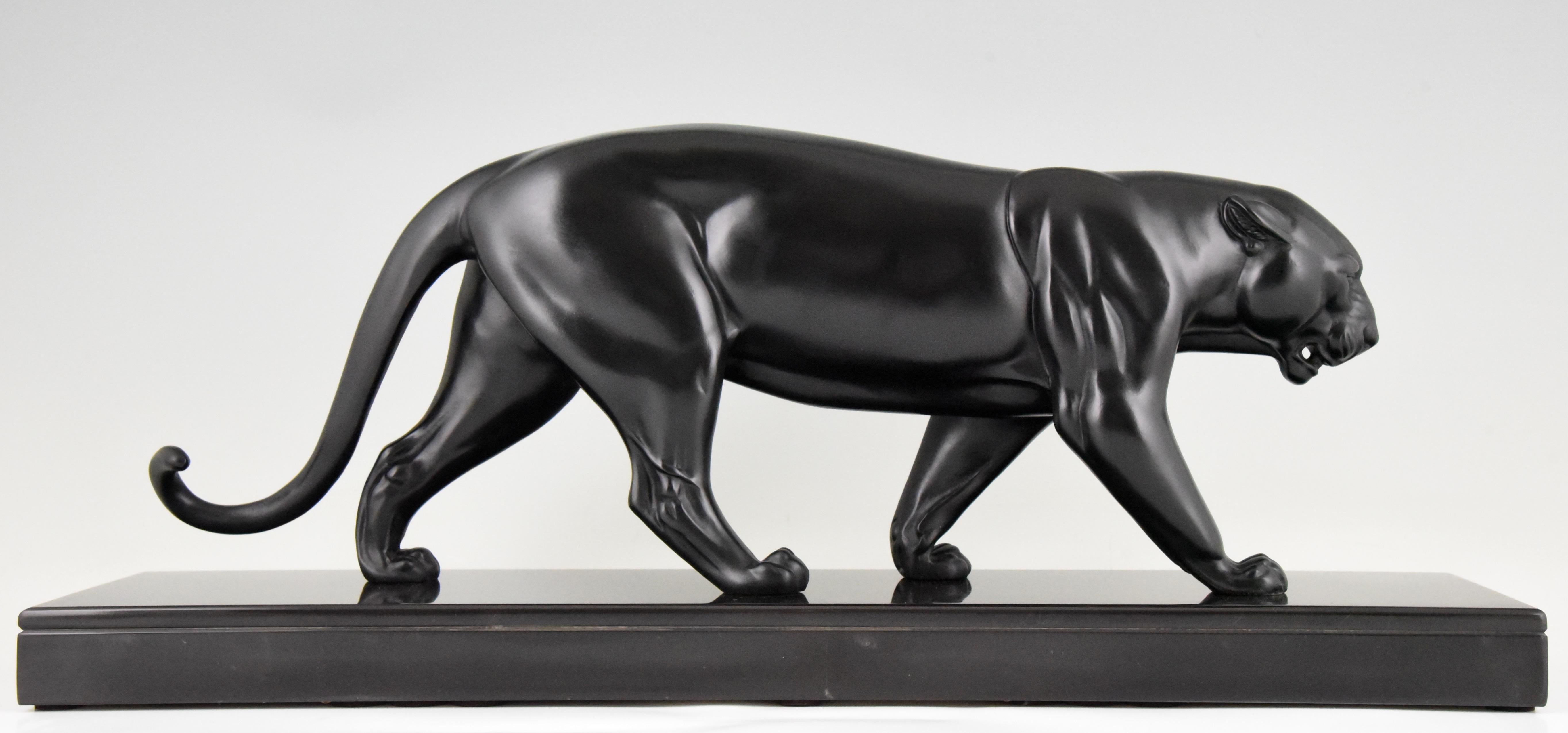 20ième siècle Sculpture Art déco Panthère Irénée Rochard, France, 1930