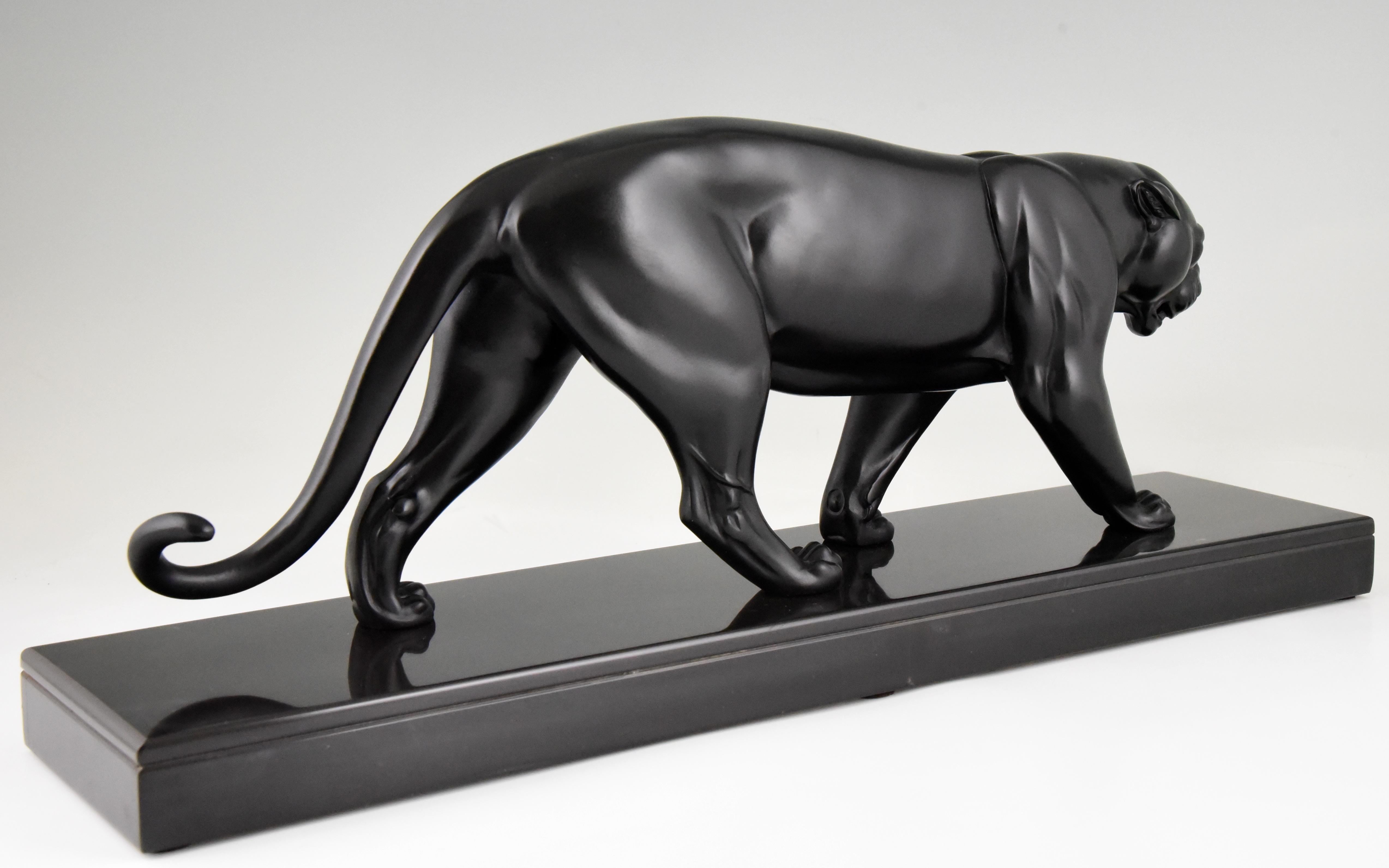 Métal Sculpture Art déco Panthère Irénée Rochard, France, 1930
