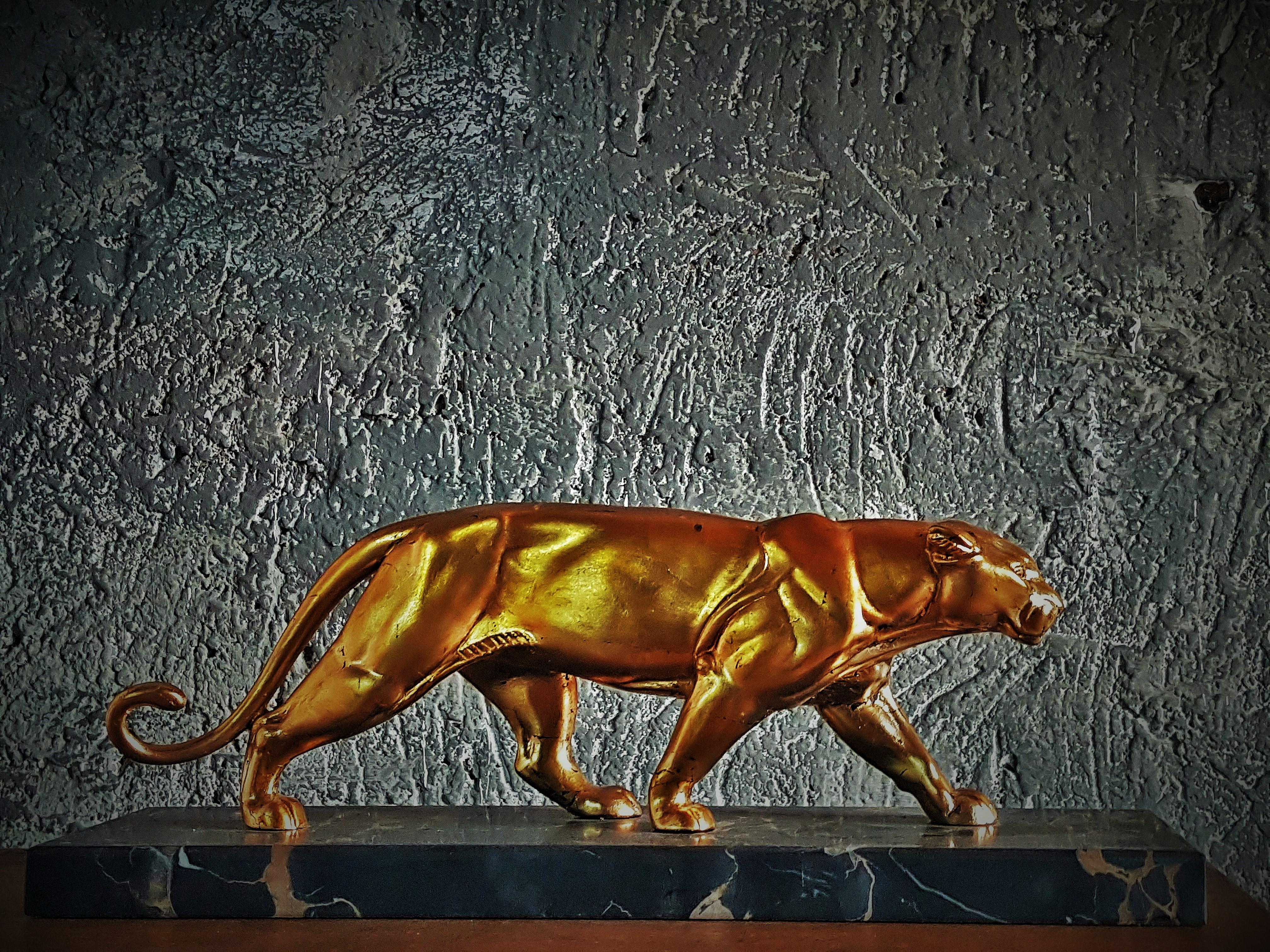 Art Deco Sculpture Panther on Marble Base, France, 1935 8