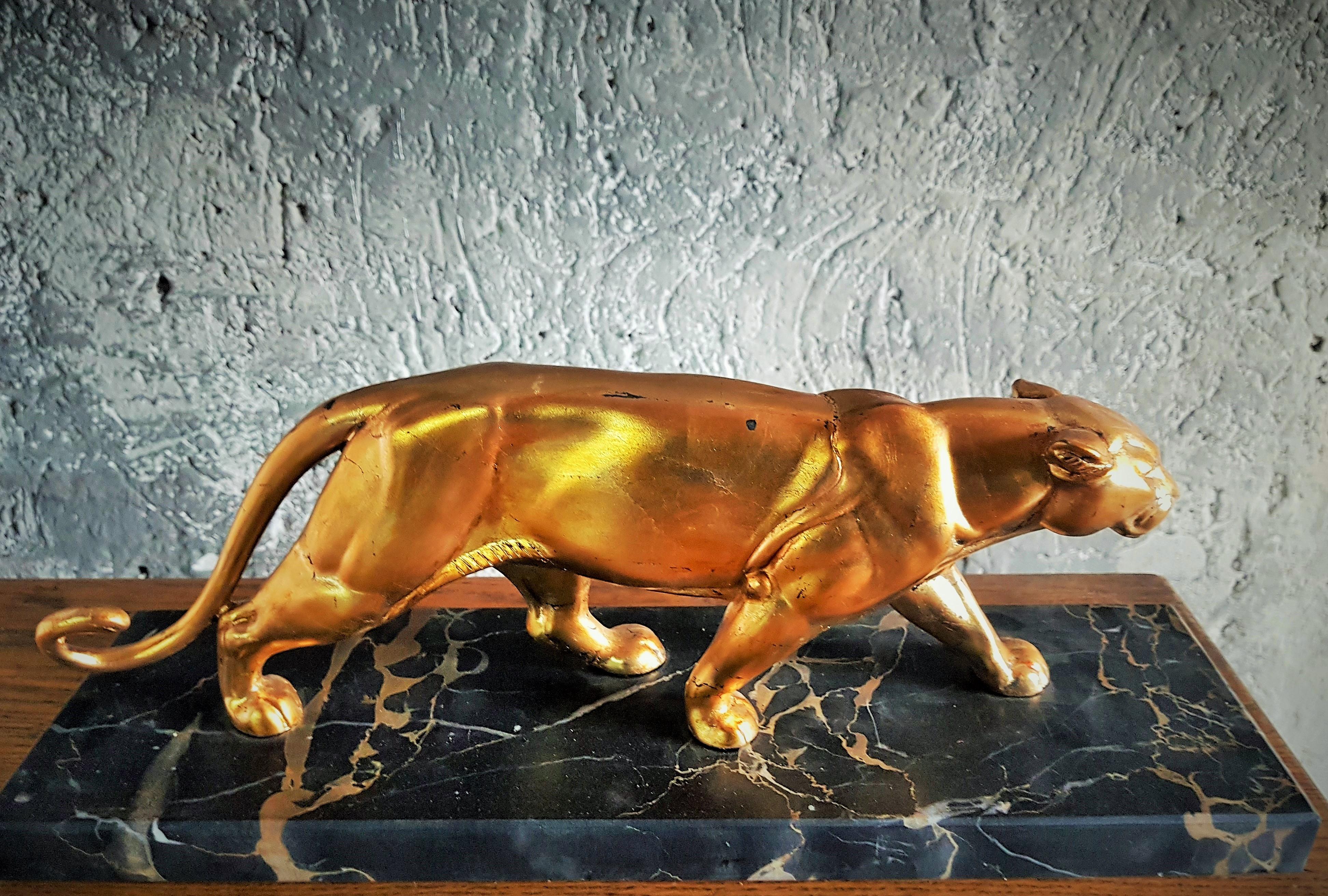 Art Deco Sculpture Panther on Marble Base, France, 1935 11