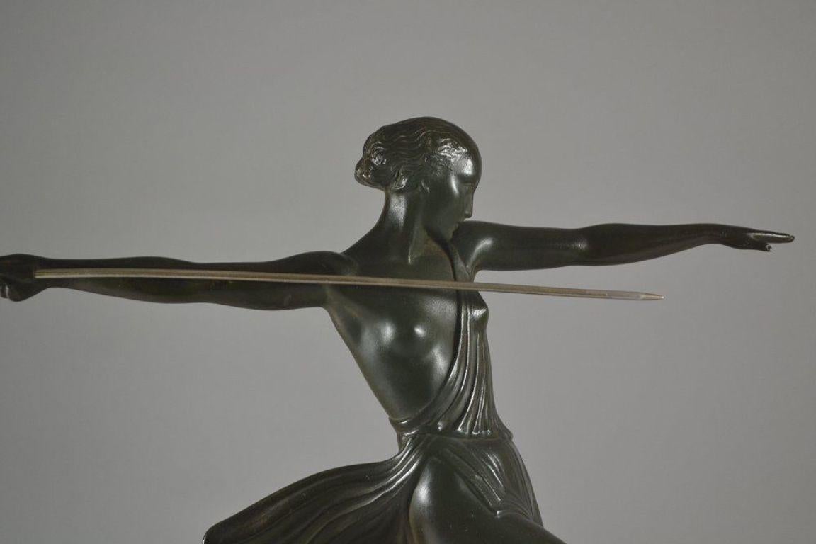 Pewter Art deco sculpture Pierre Le faguays for Max Leverrier : 