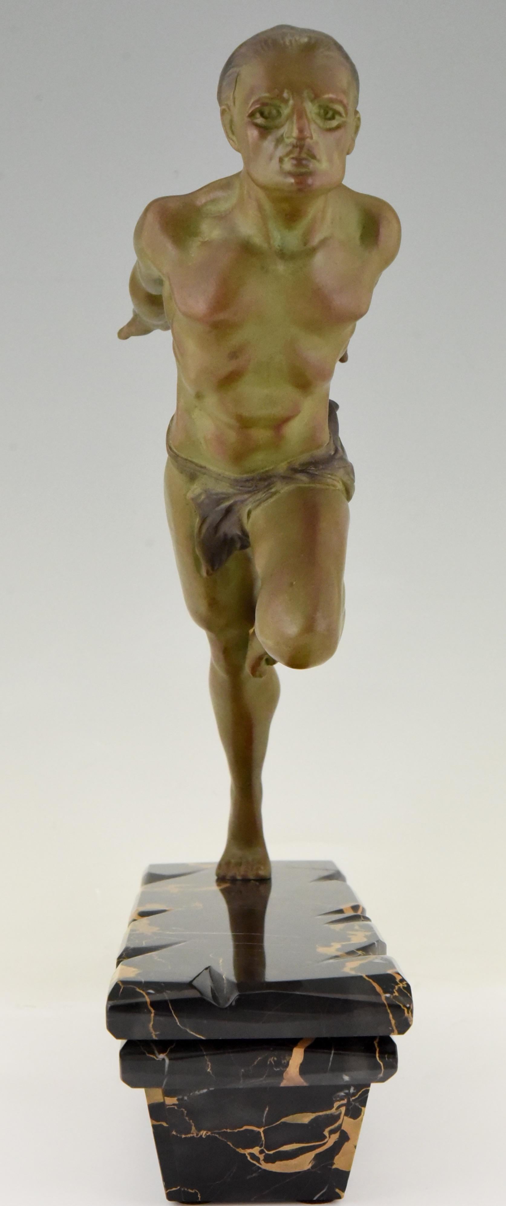 Art Deco Sculpture Running Man or Athlète L. Valderi, France, 1930 In Good Condition In Antwerp, BE
