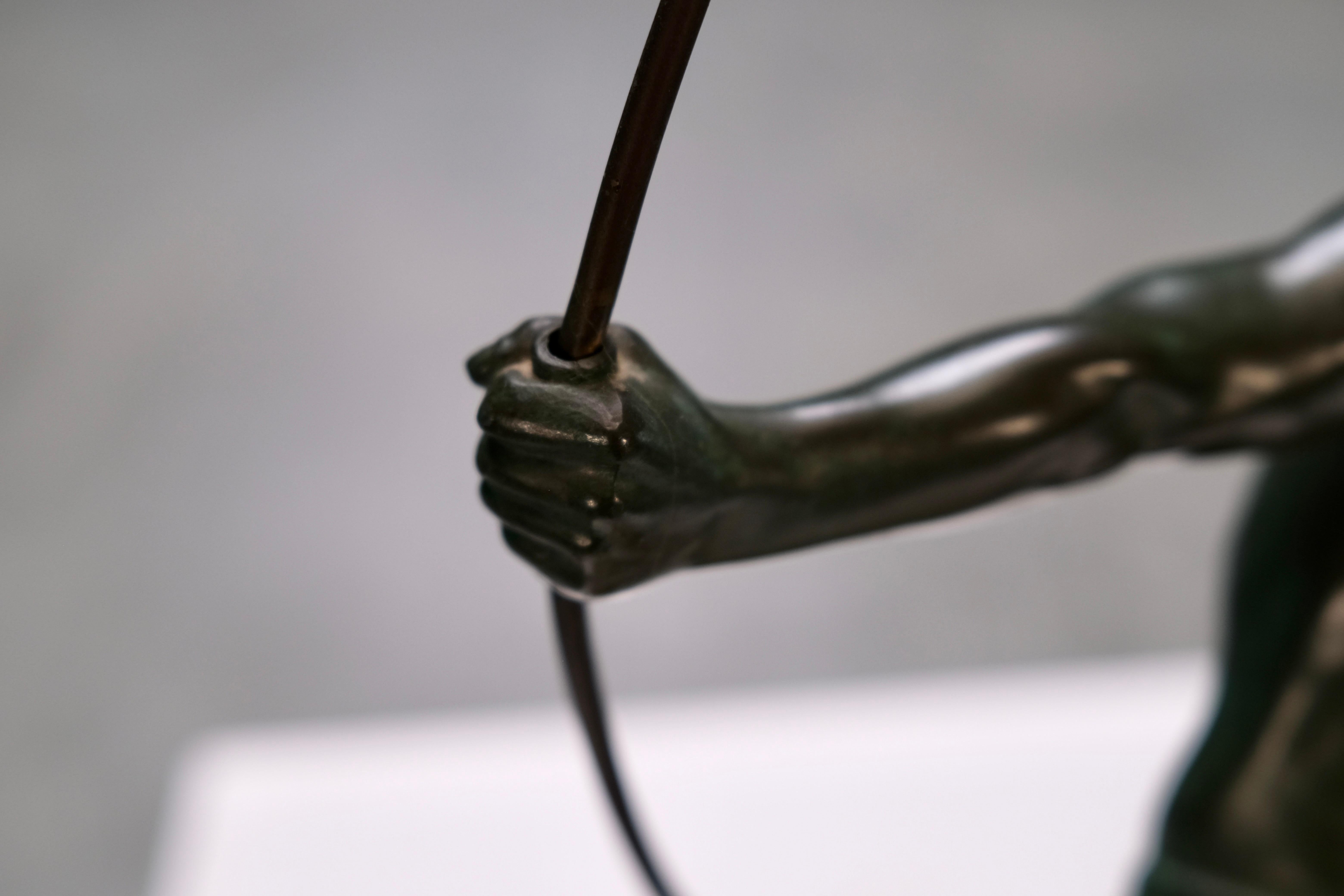 Art Deco sculpture Spartiate by Max Le Verrier, Spelter and Stone, France 1920s For Sale 3