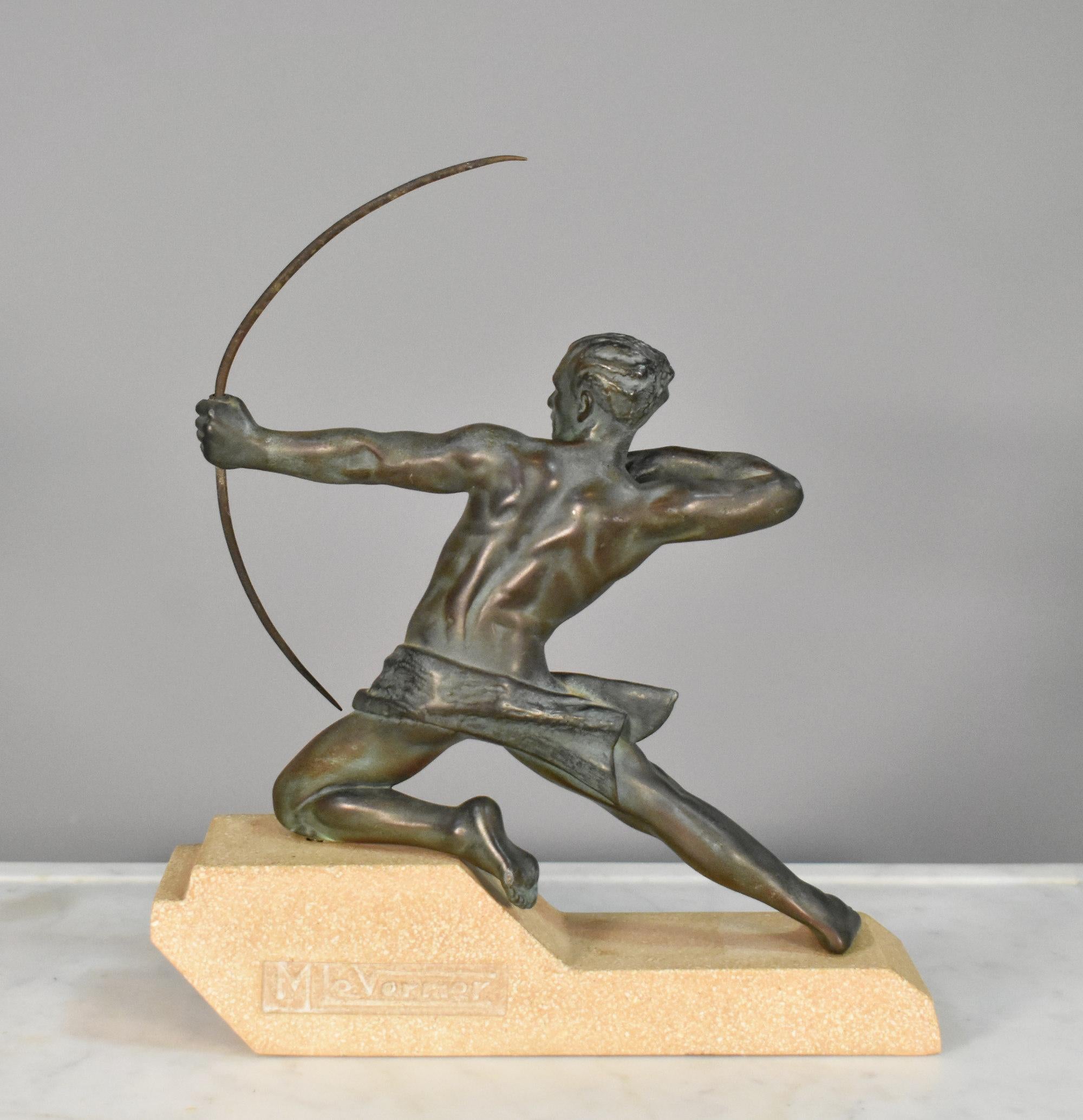Bronzo Scultura Art Déco L'arciere Ercole di Max Le Verrier in vendita