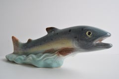 Art Deco Sculpture Trout by Ditmar Urbach Znojmo factory, Czechoslovakia, 1940s.