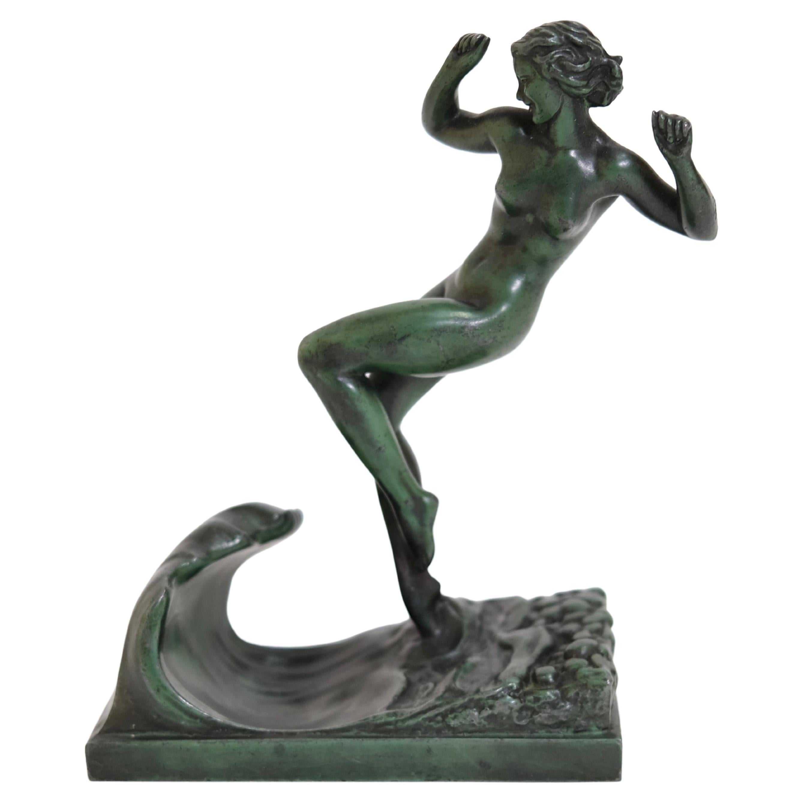 Art Deco Sculpture Vague by Raymonde Guerbe for Max Le Verrier, France,  1920s at 1stDibs
