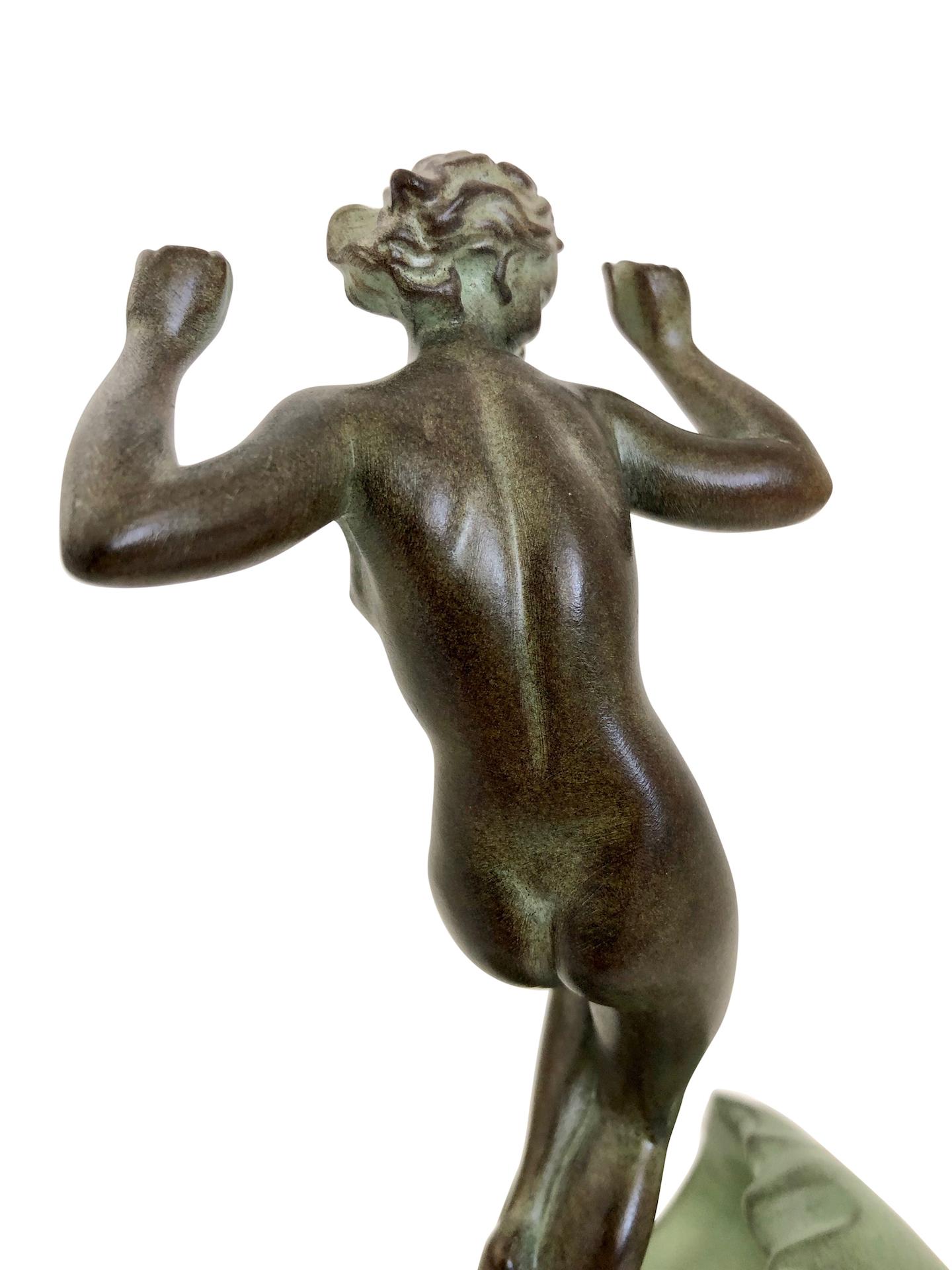 Contemporary Art Deco Sculpture Vague from Raymonde Guerbe by Atelier Max Le Verrier For Sale