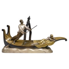 Escultura Art Déco «Venecia», de Alexandre Kéléty, latón, Francia, 1930