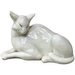 Art Deco Sculpture White Cat Primavera, circa 1940