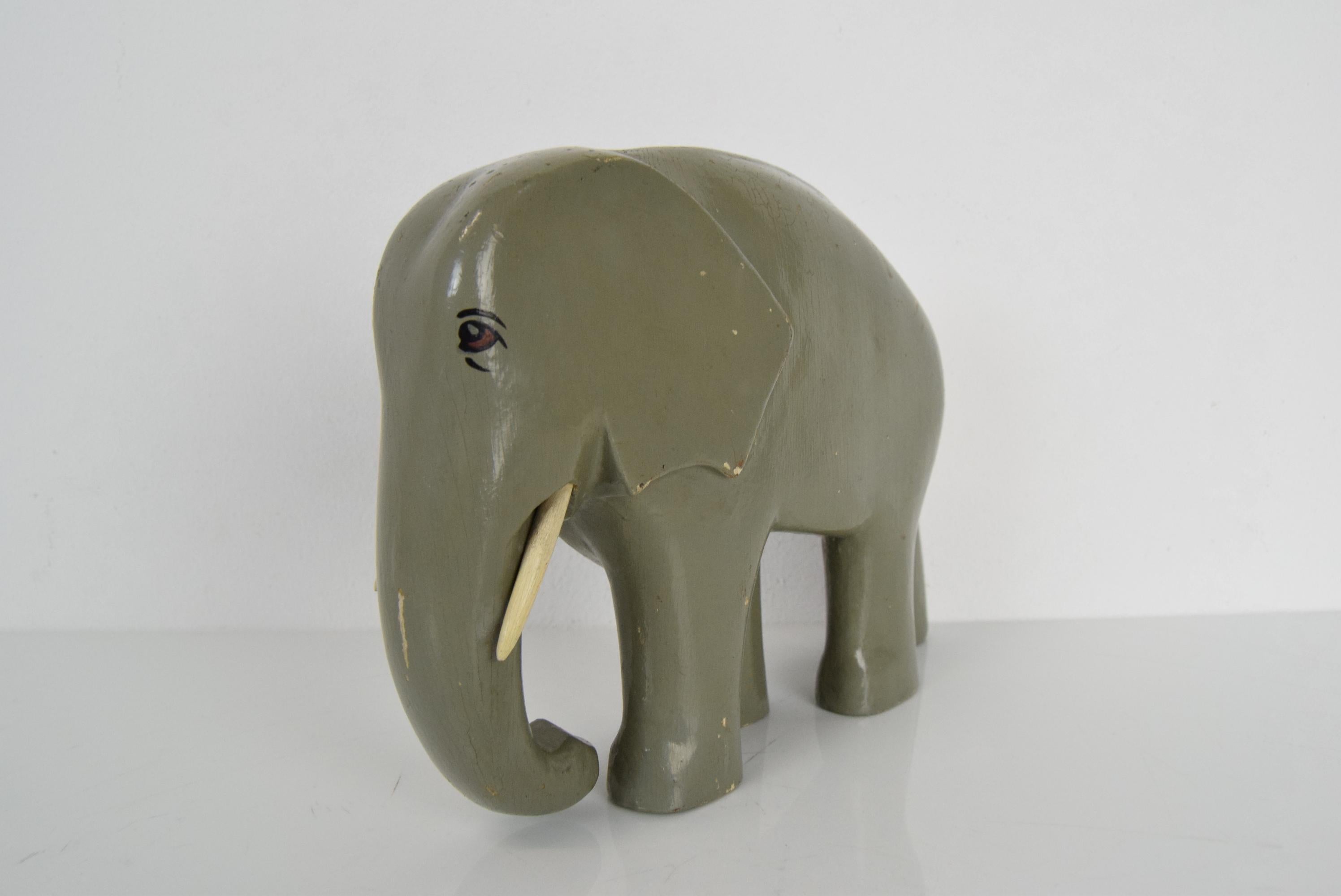 Mid-20th Century Art Deco Sculpture Wood Elephant, circa 1930s For Sale