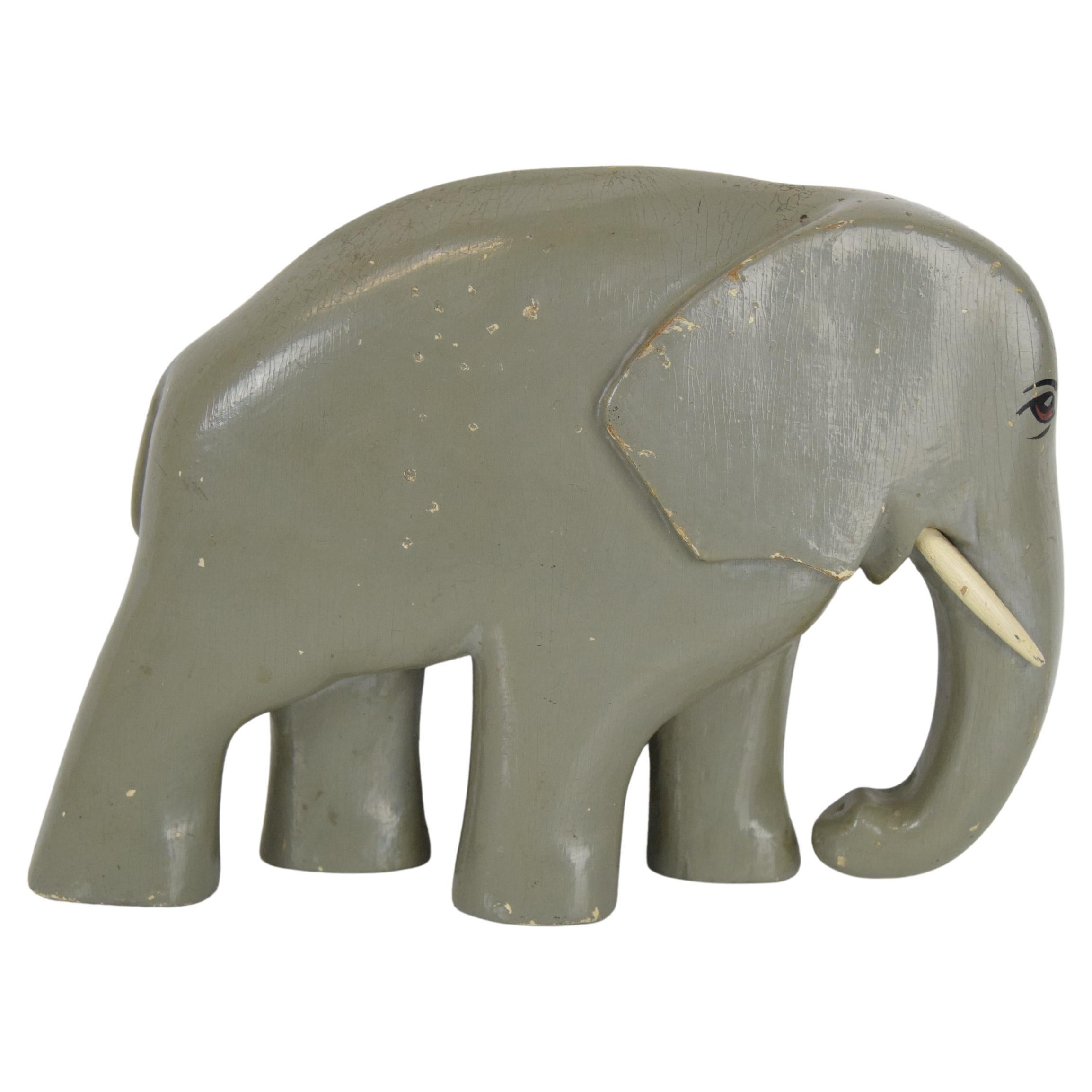 Art Deco Sculpture Wood Elephant, circa 1930s For Sale