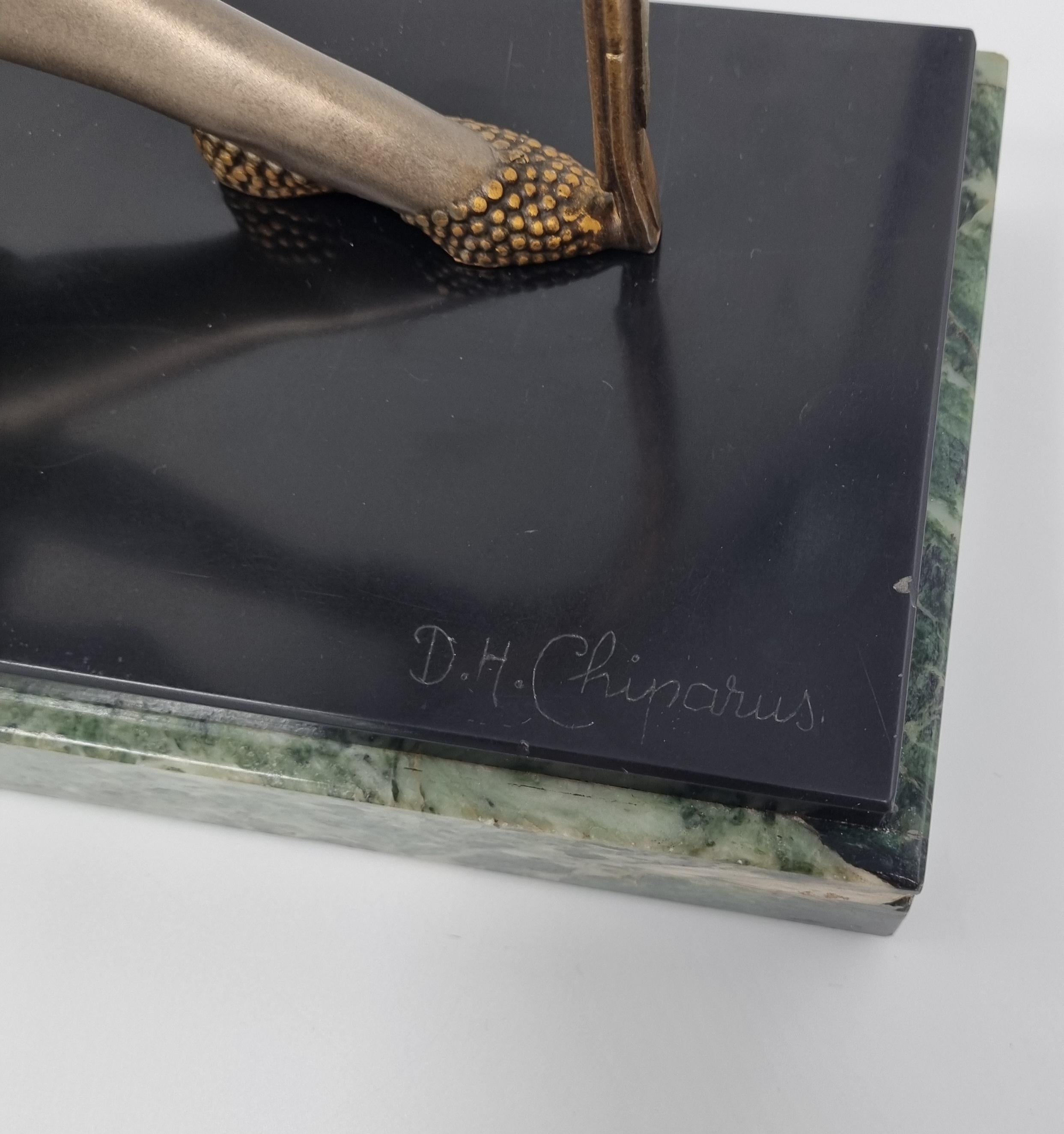 Art Deco Sculpture Young Lady with a Parrot Signed D H Chiparus 5