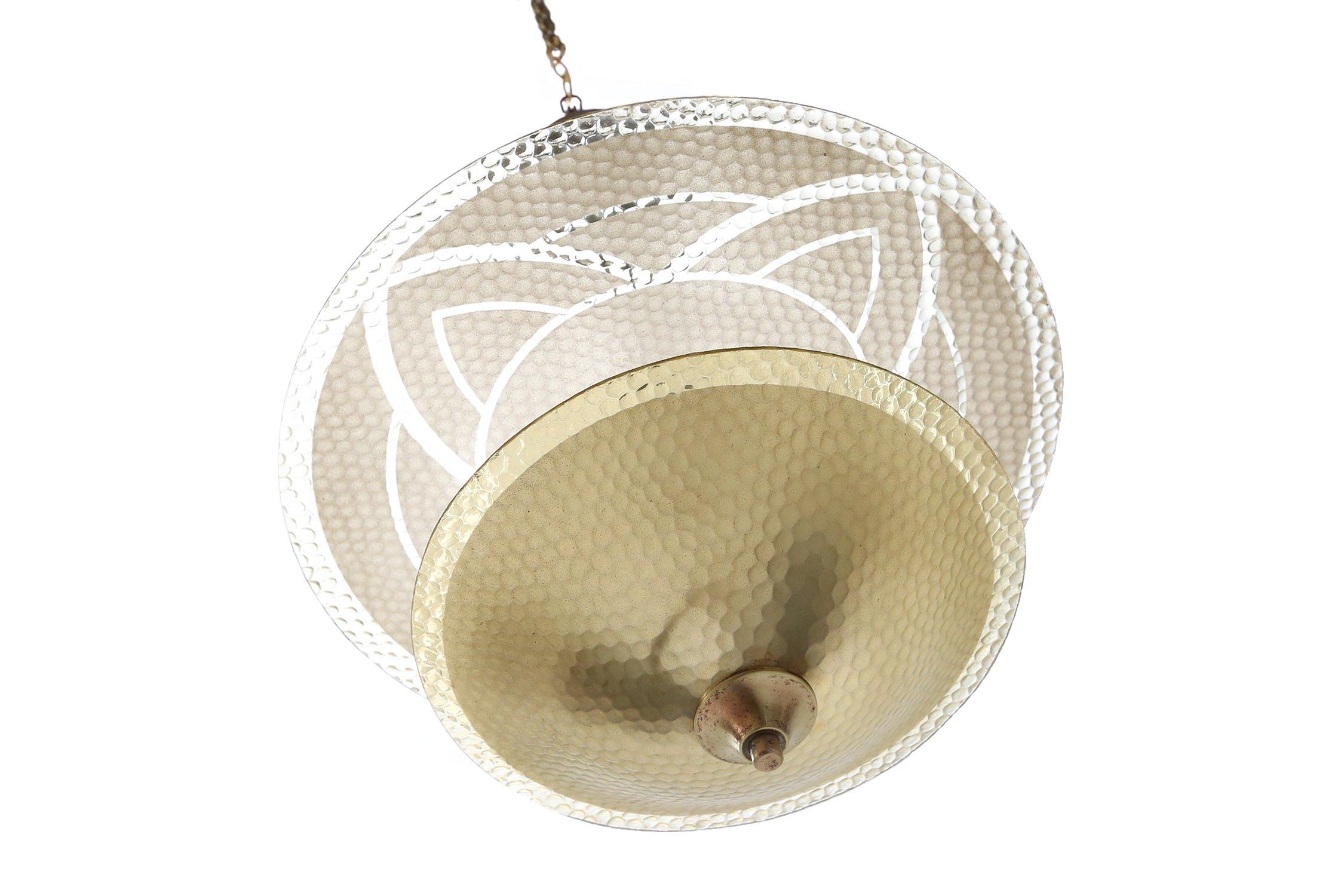 Art Deco sculptured glass pendant lamp, France 1930s For Sale 6