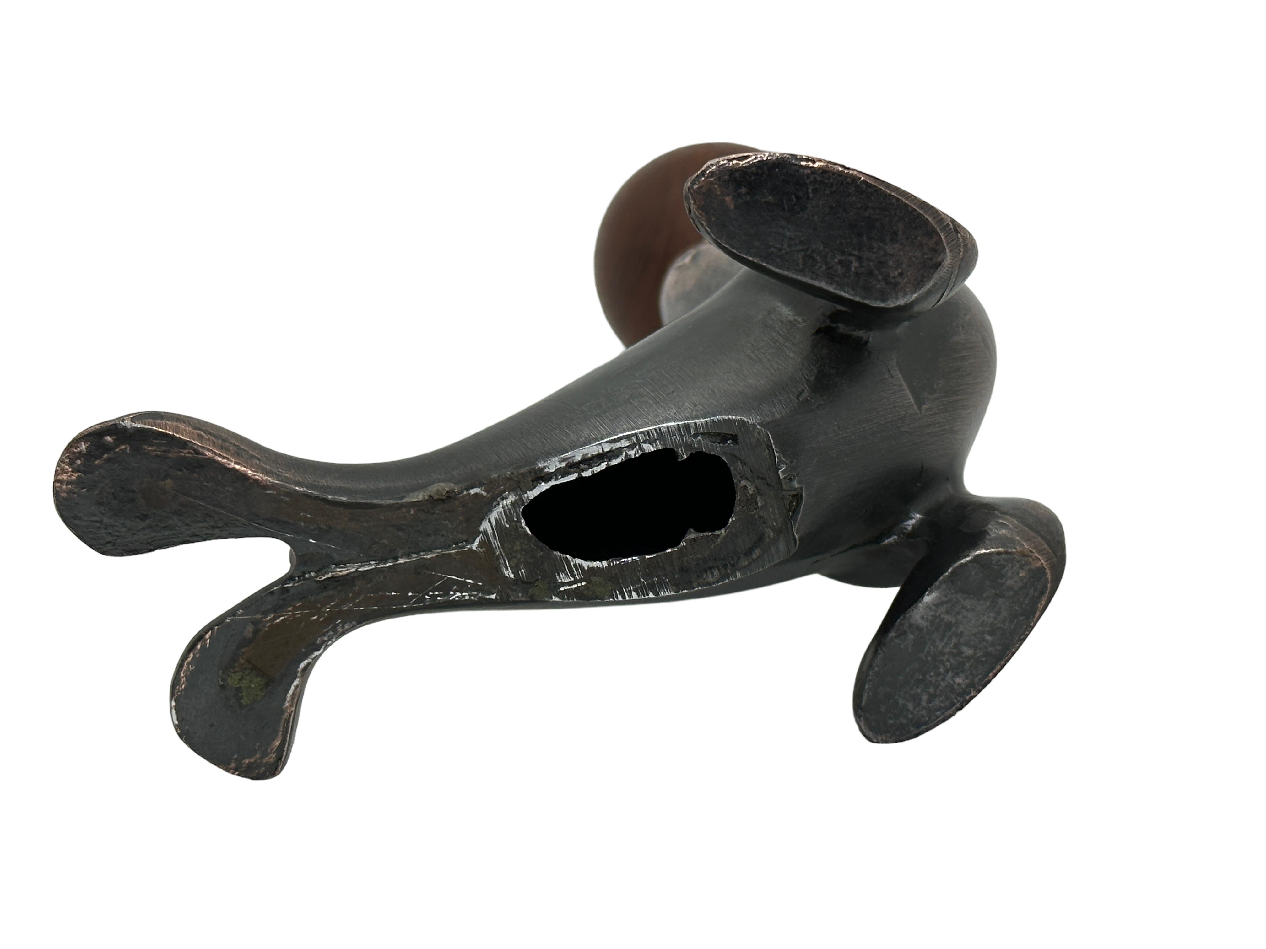 Mid-20th Century Art Deco Sea Lion Seal Figural Animal Corkscrew, Metal & Wood, Vienna, Austria For Sale